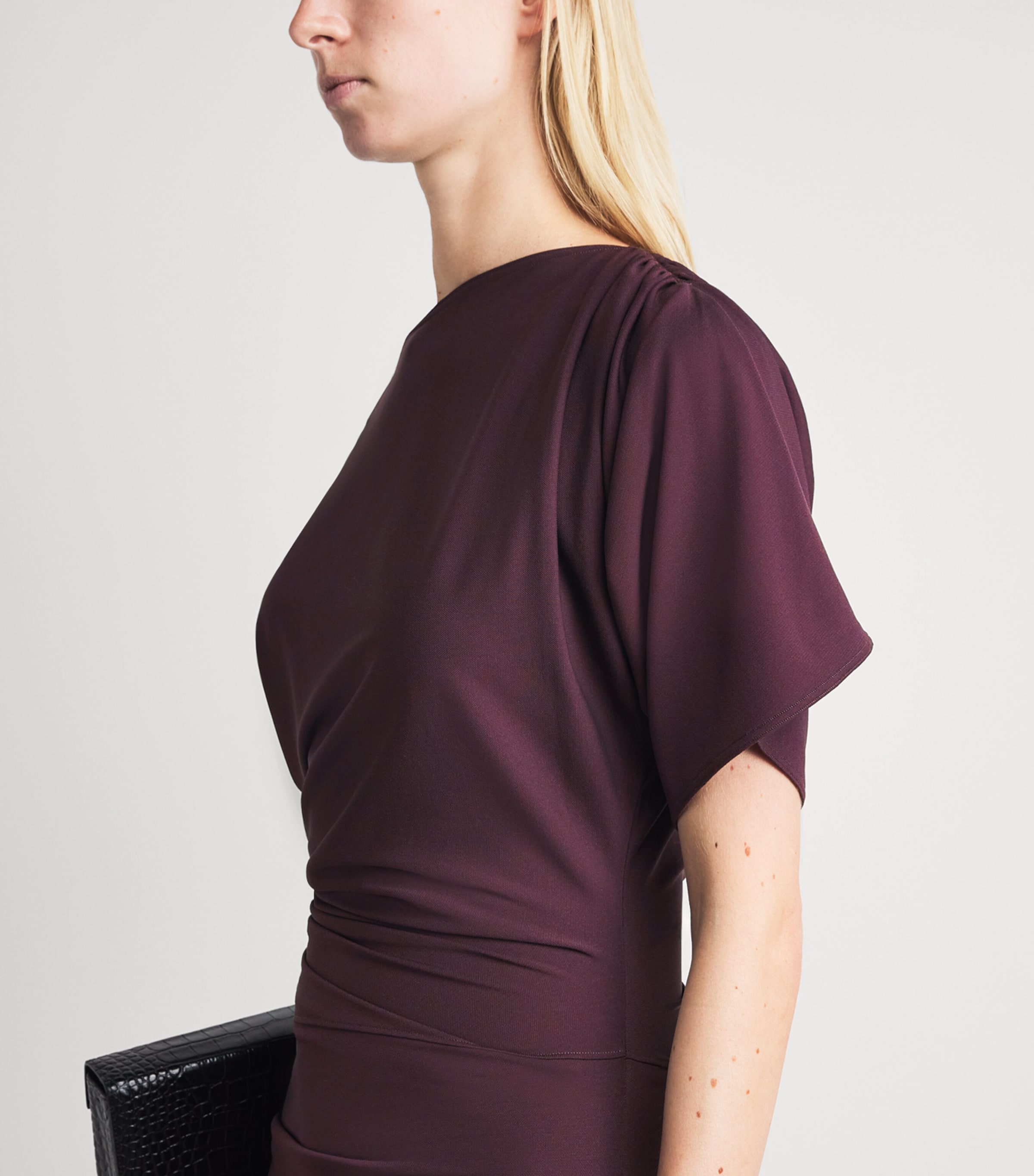 Wolford Womens Fluid Drape Midi Dress Wild Plum Image 3
