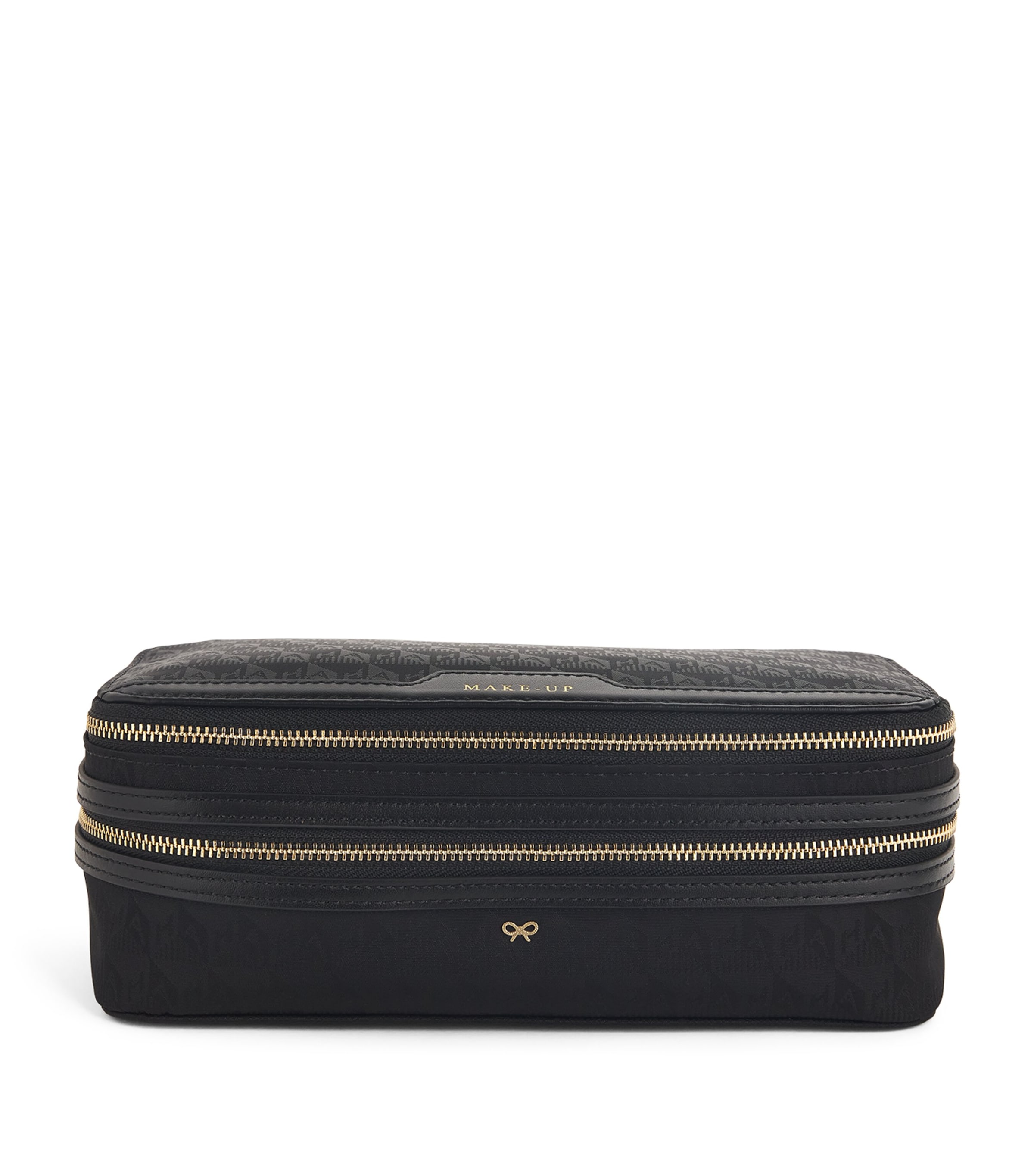 Anya Hindmarch Logo Jacquard Make-up Pouch In Black