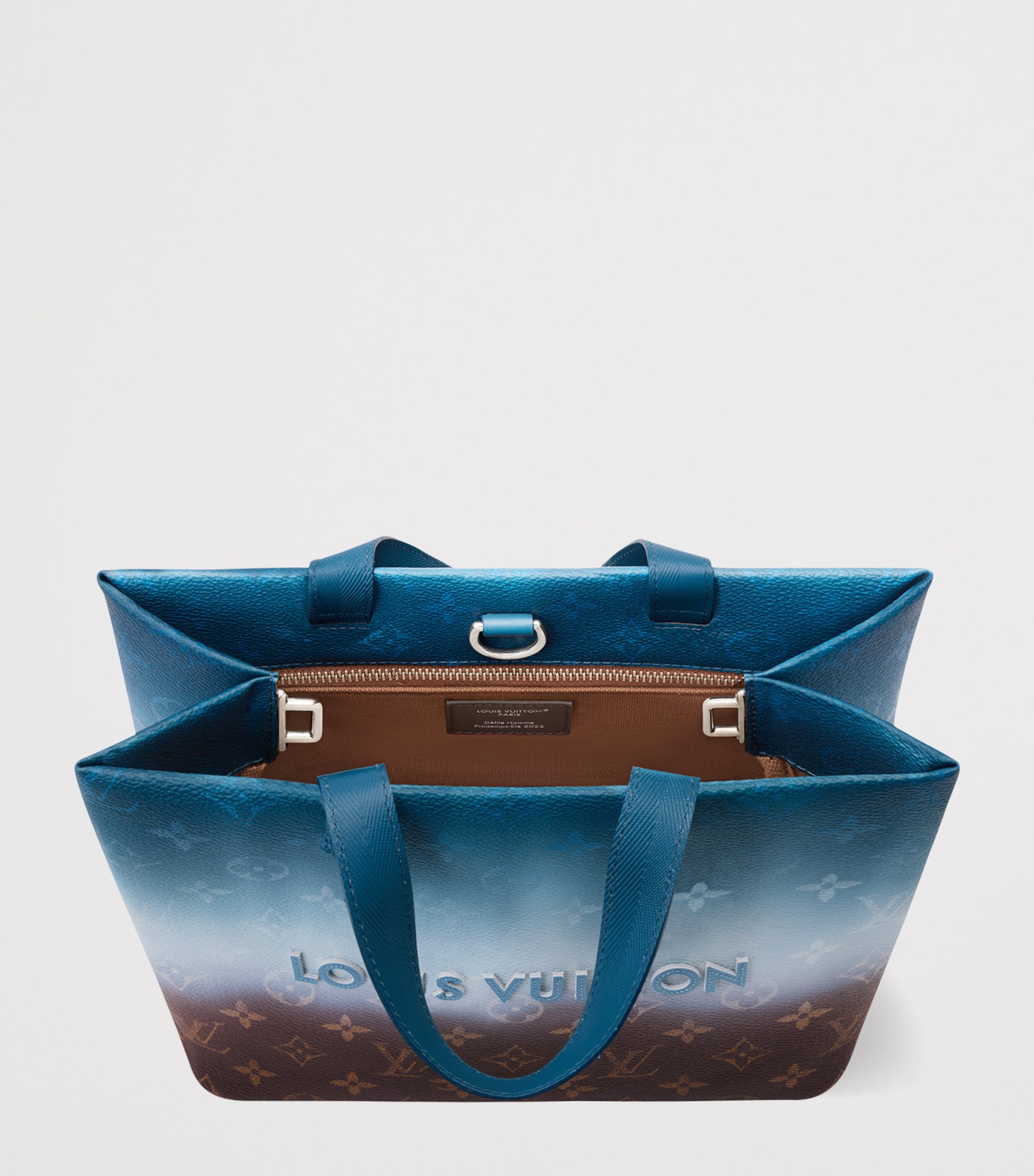 LOUIS VUITTON Mini Leather Shopper Tote Bag Blue Monogram Image 4