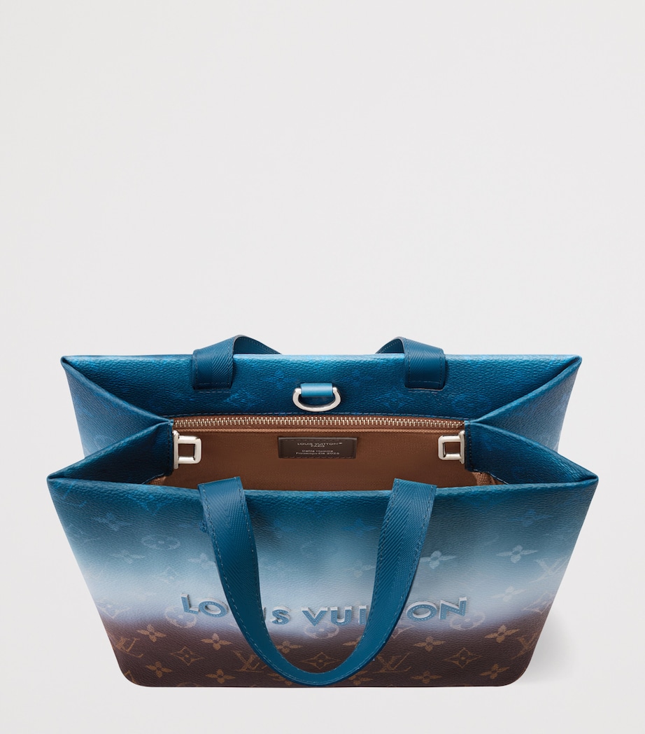 LOUIS VUITTON Mini Leather Shopper Tote Bag Blue Monogram Image 4