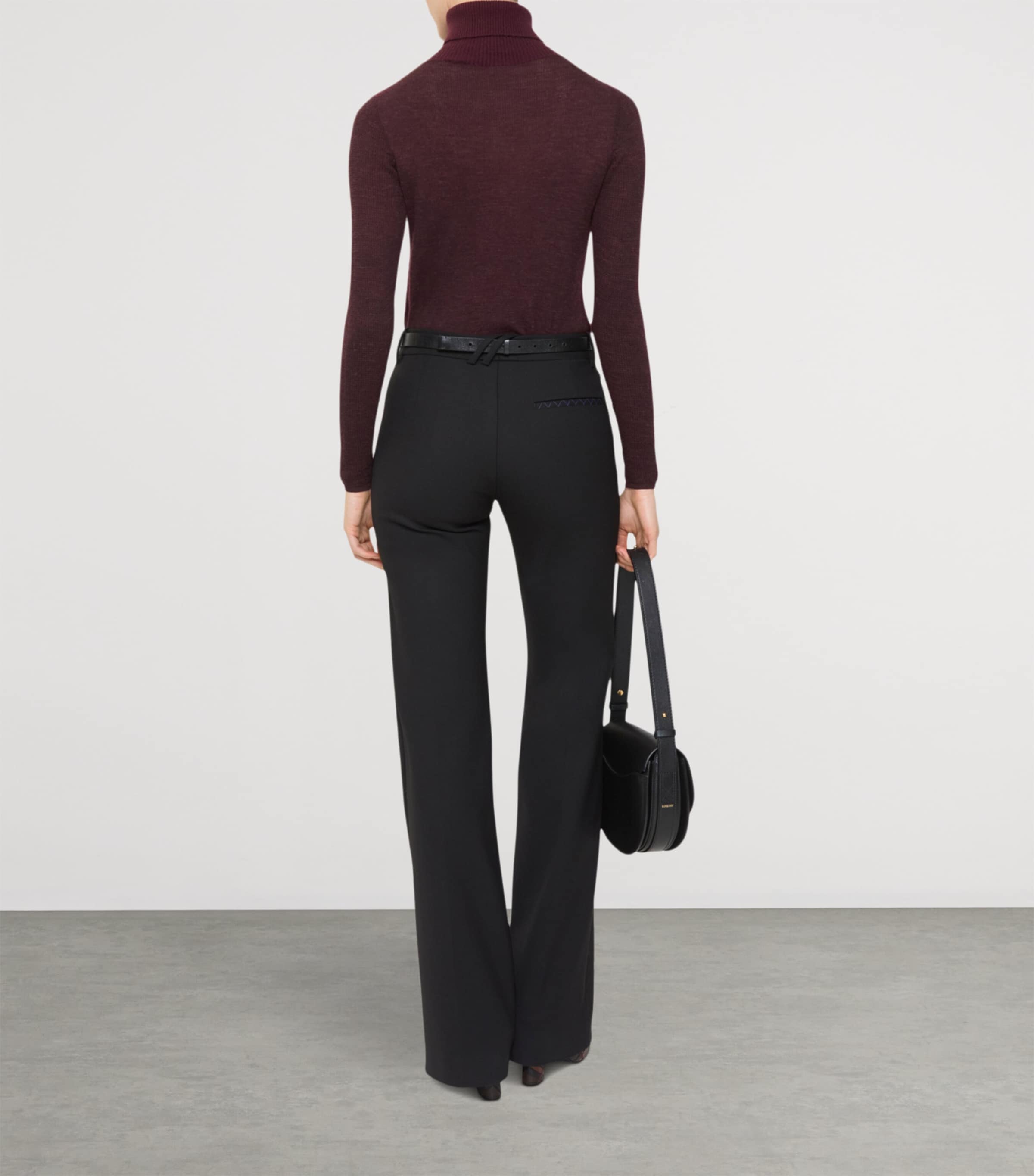 Burberry Womens Stretch-Twill Straight Tailored Trousers Black Image 3