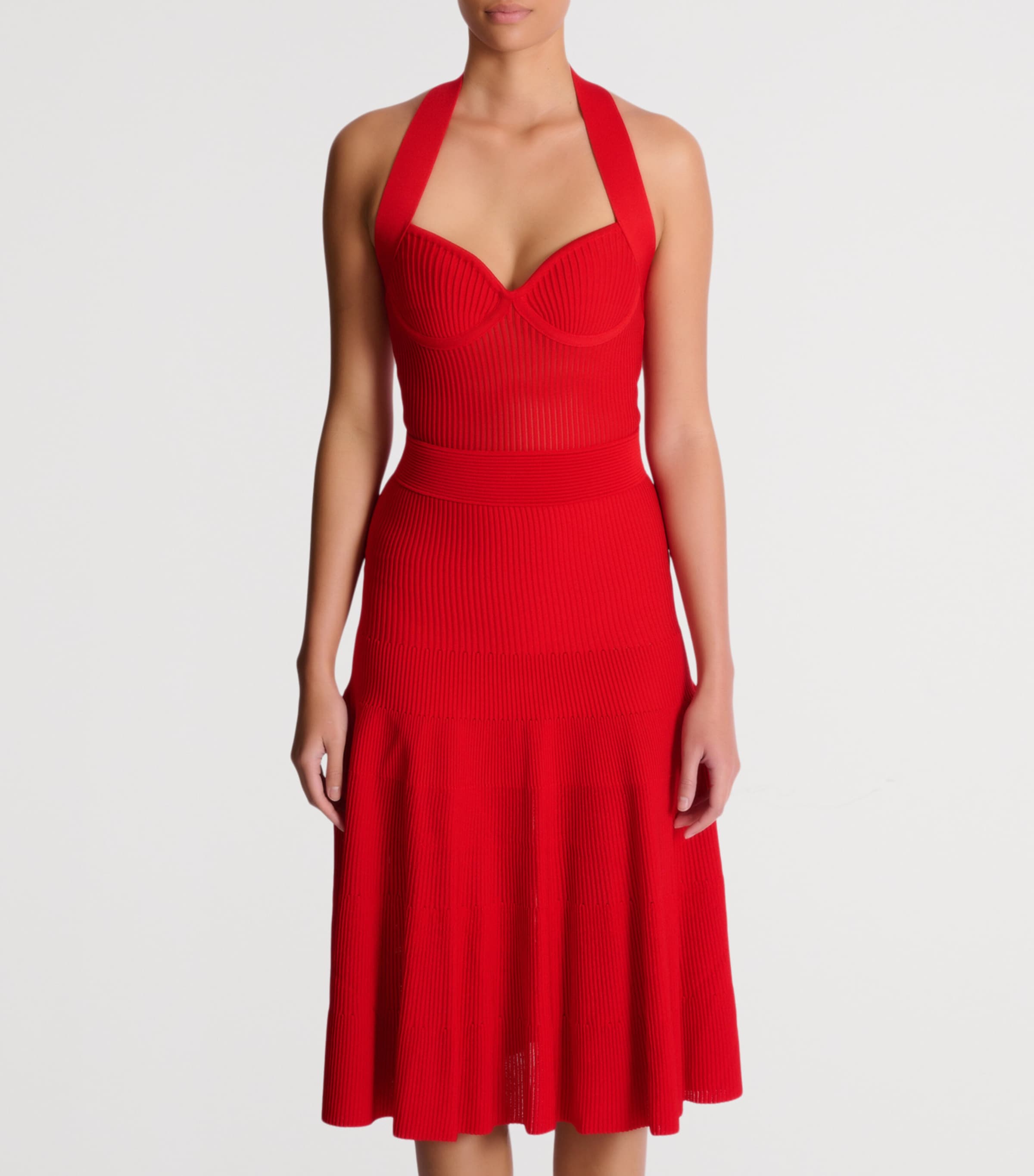 Halterneck Knit Midi Dress 3GK ROUGE Image 4