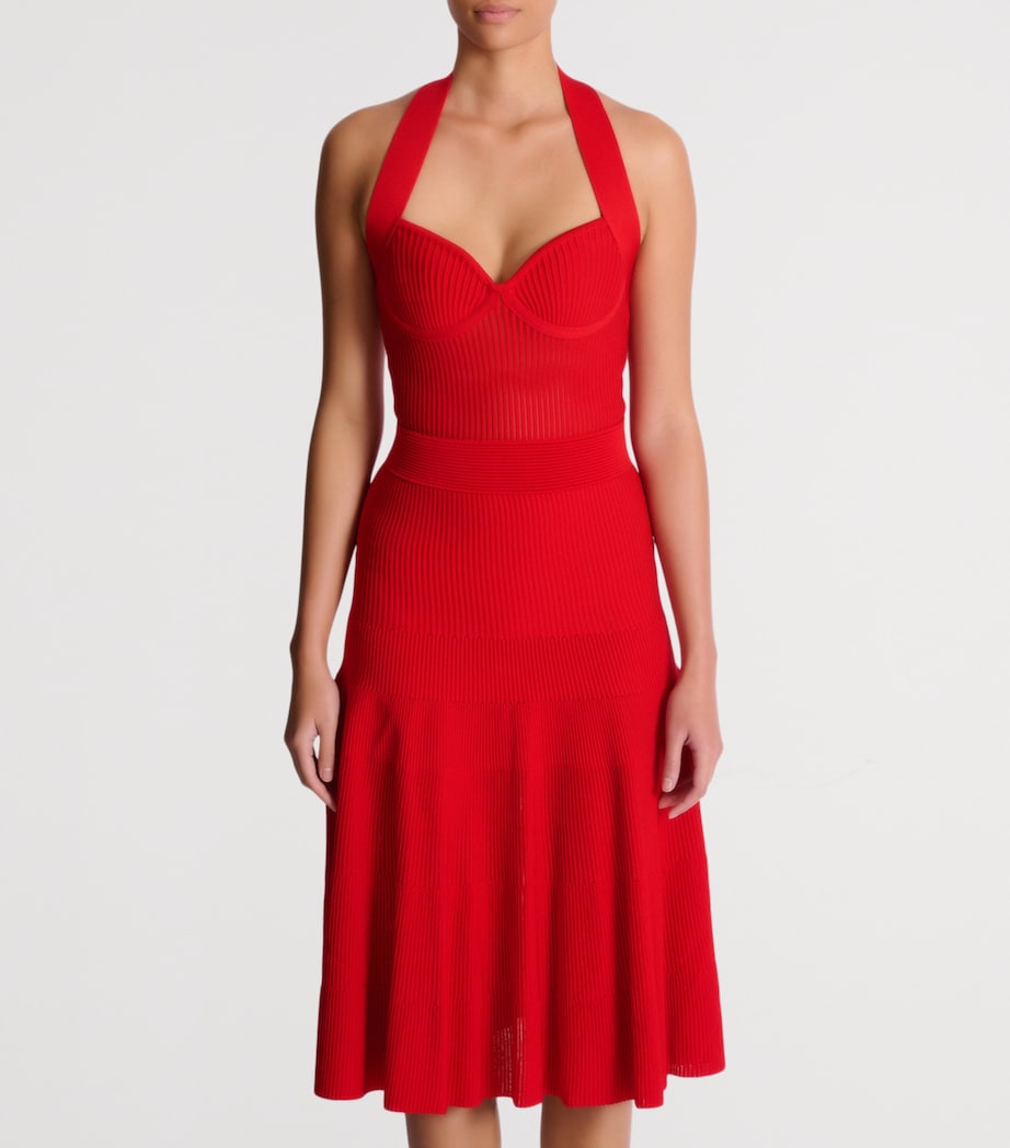Halterneck Knit Midi Dress 3GK ROUGE Image 4
