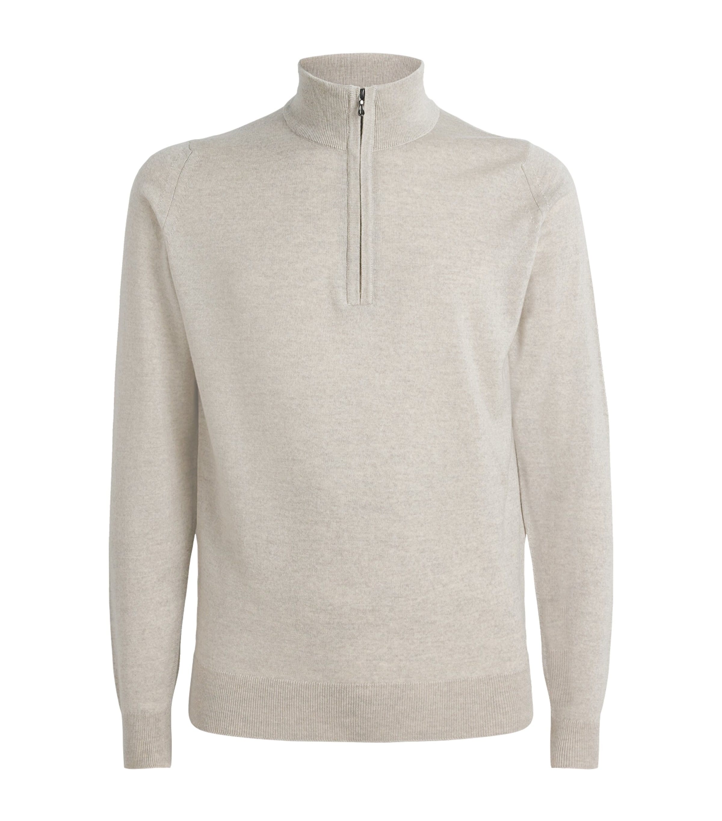 John Smedley Mens Merino Wool Tapton Quarter-Zip Sweater Grey Fleece Image 1