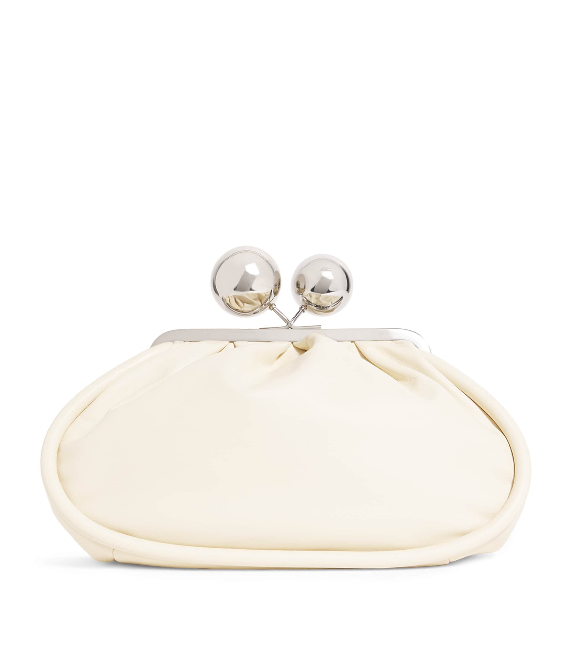 Weekend Max Mara Medium Leather Pasticcino Clutch Bag In White
