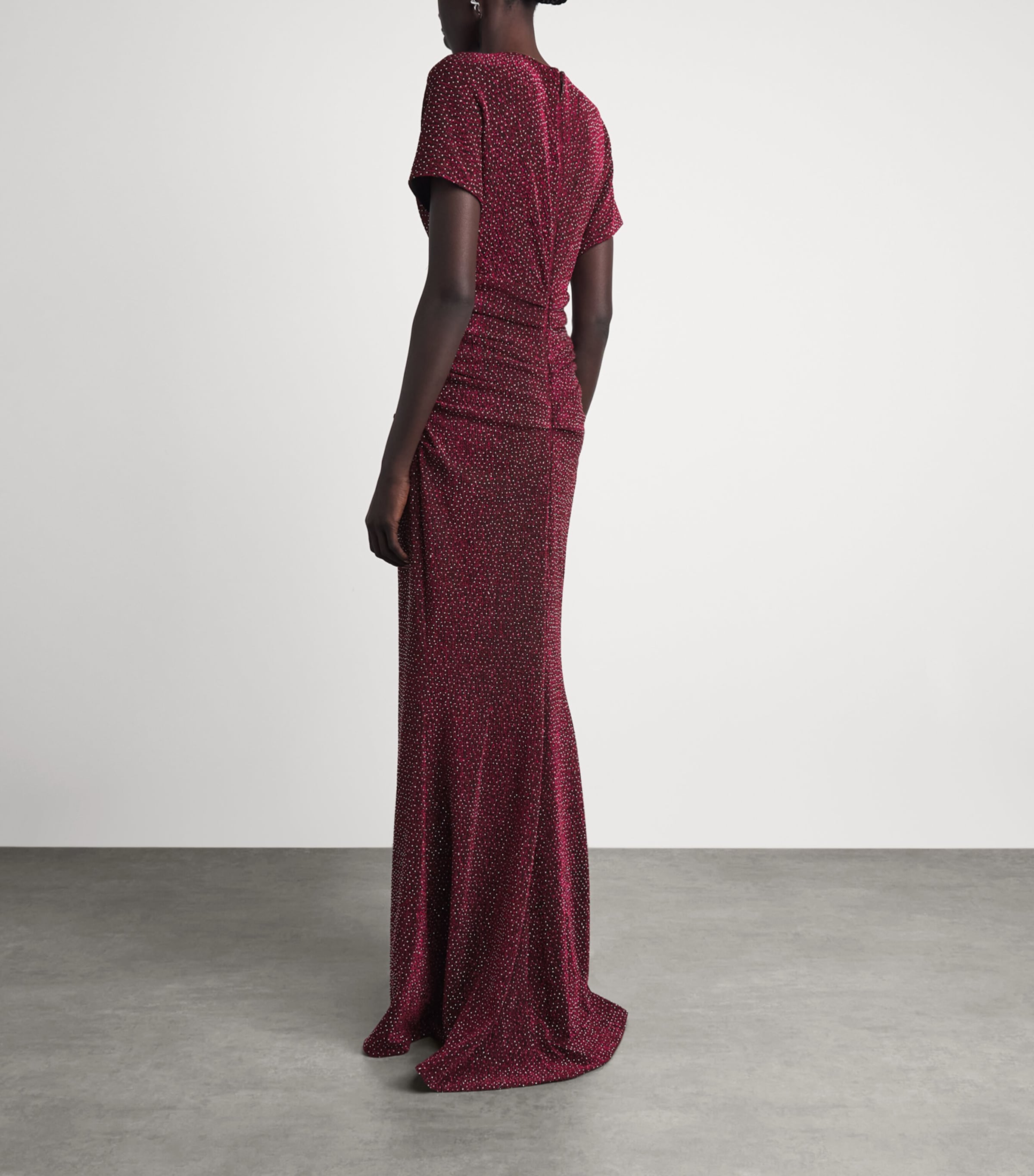 Talbot Runhof Womens Rhinestone V-Neck Gown Cranberry Image 4