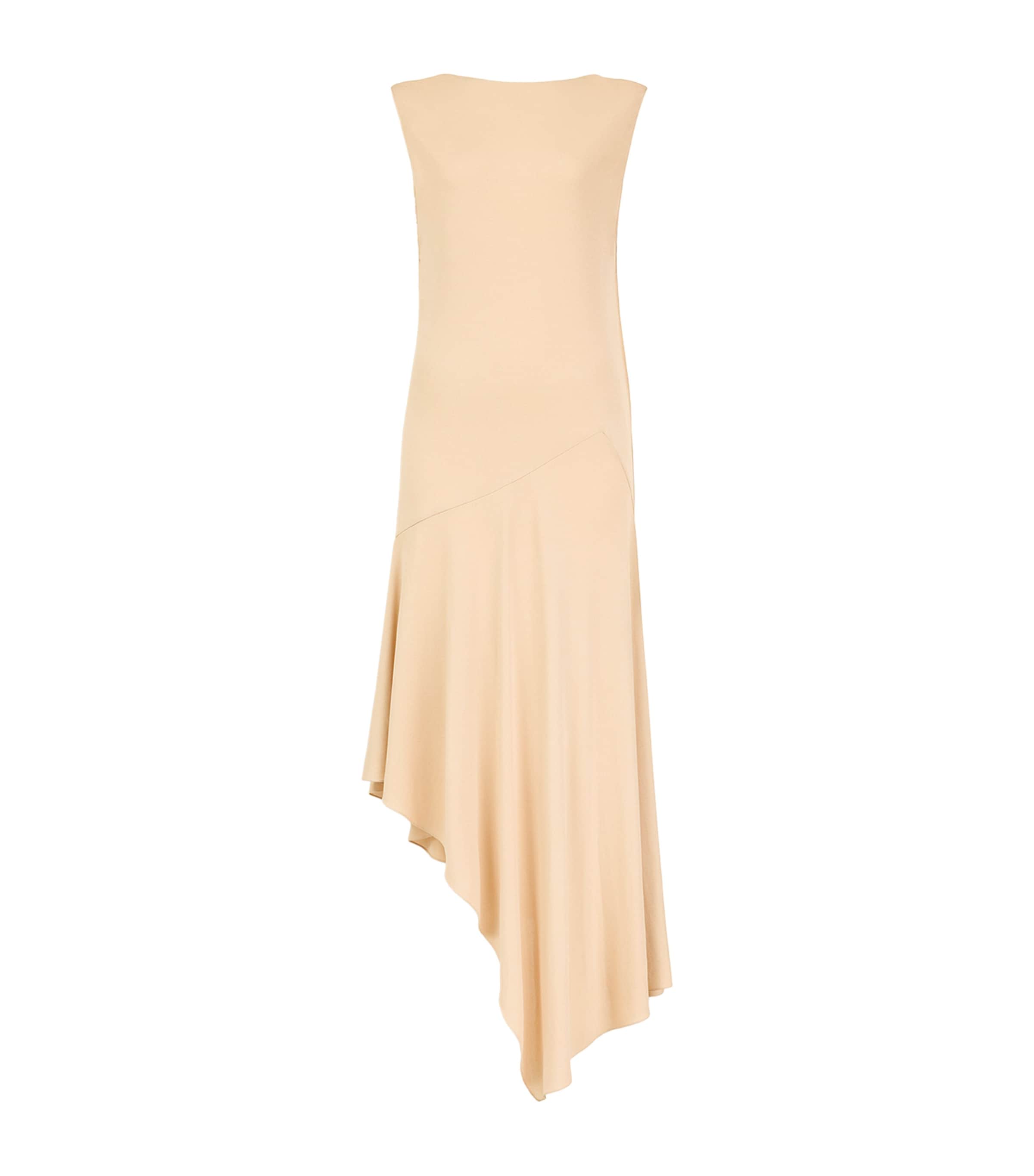 Alaïa Womens Jersey Asymmetric Midi Dress Beige Powder Image 1