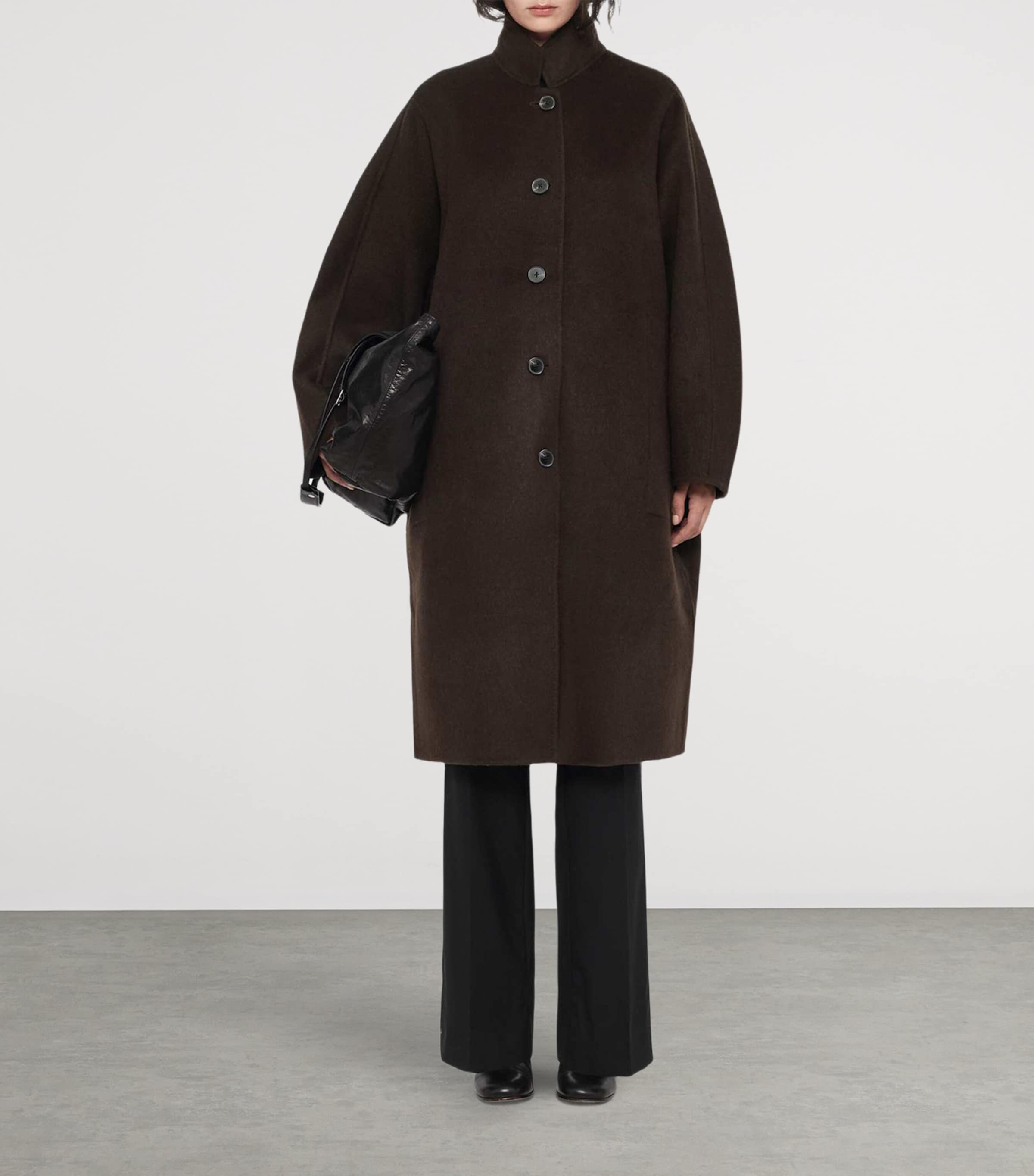 AllSaints Womens Wool-Blend Effie Coat Espresso Brown Image 2