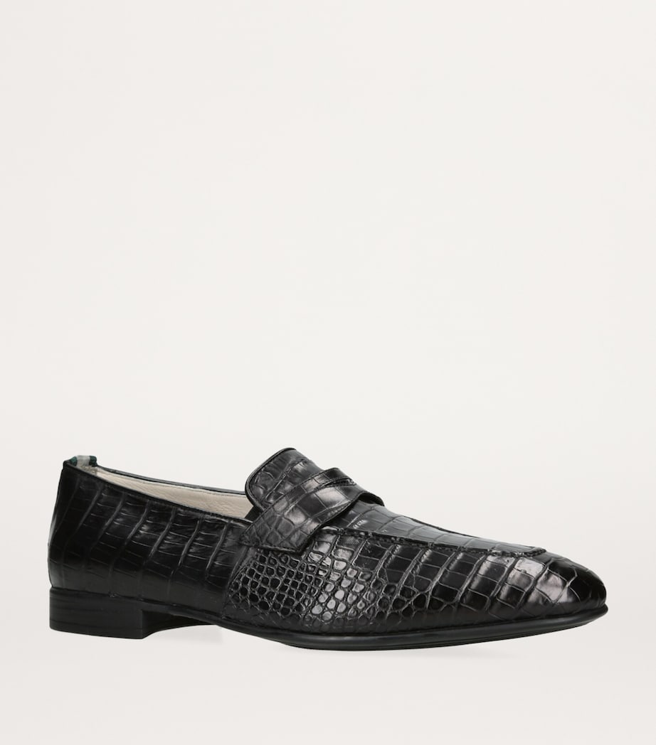 Crocodile Leather Loafers BLACK Image 3