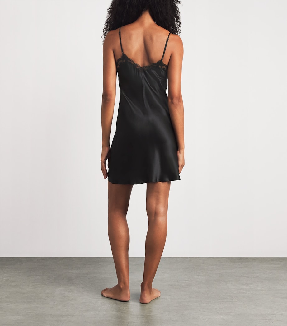 Simone Perele Womens Silk-Blend Love Me Slip Dress Noir Image 3
