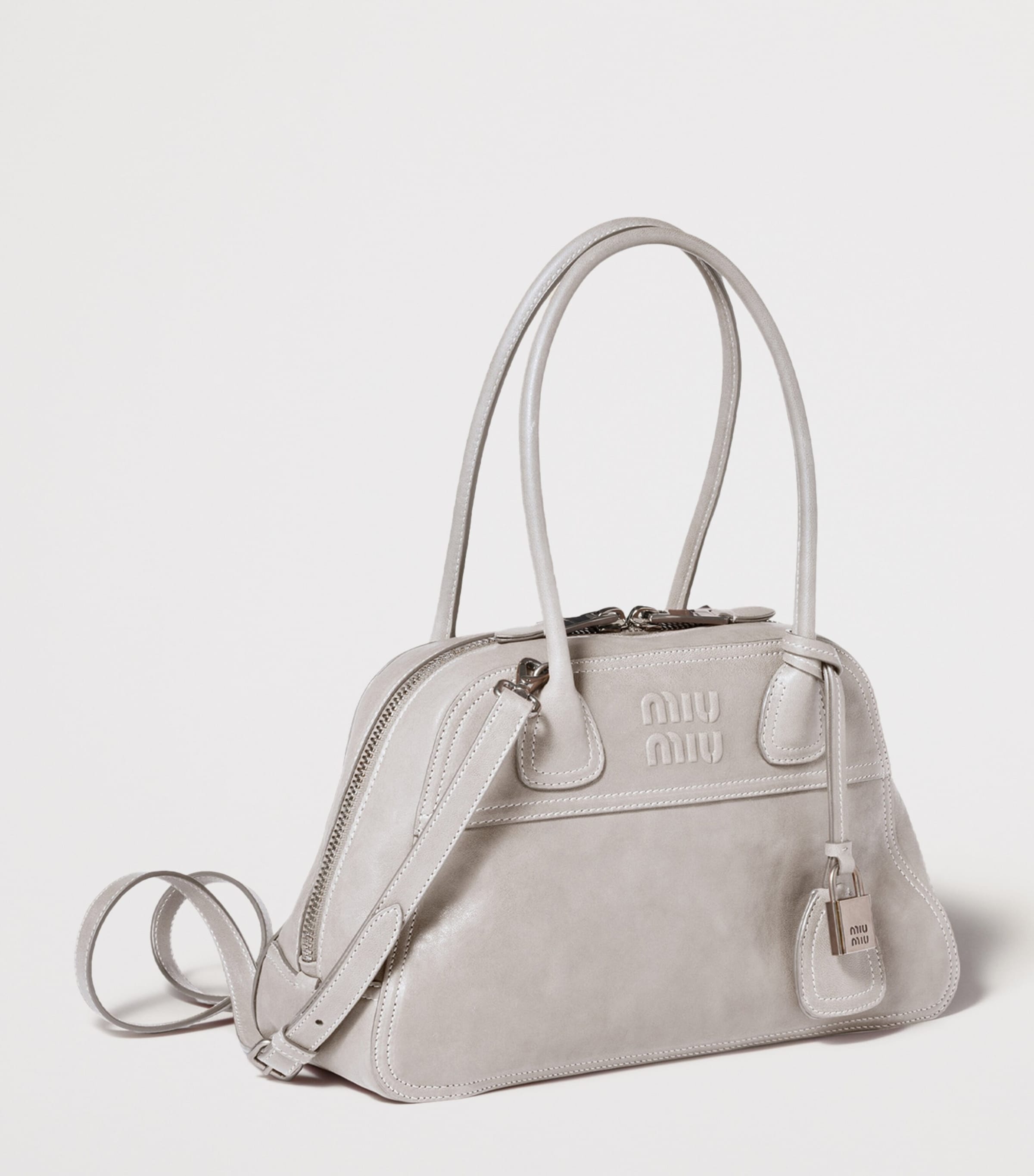 Miu Miu Large Nappa Leather Vivant Top-Handle Bag Grey Image 2