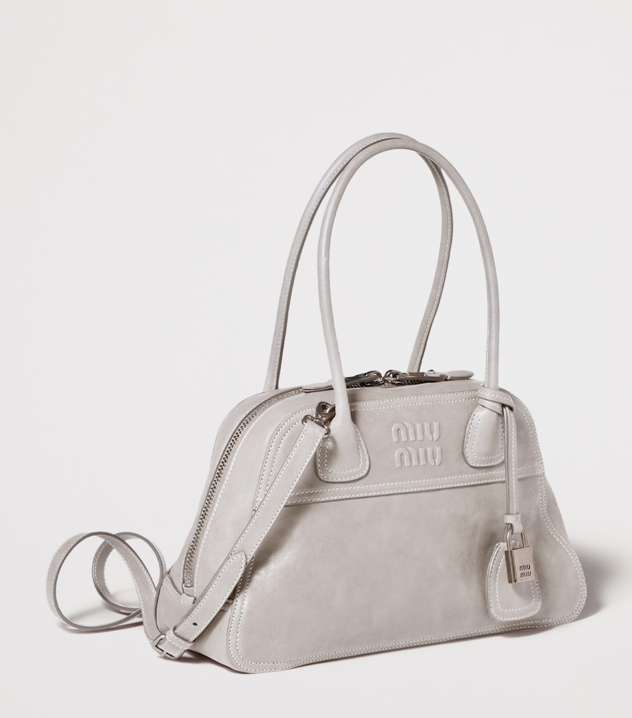 Miu Miu Large Nappa Leather Vivant Top-Handle Bag Grey Image 2