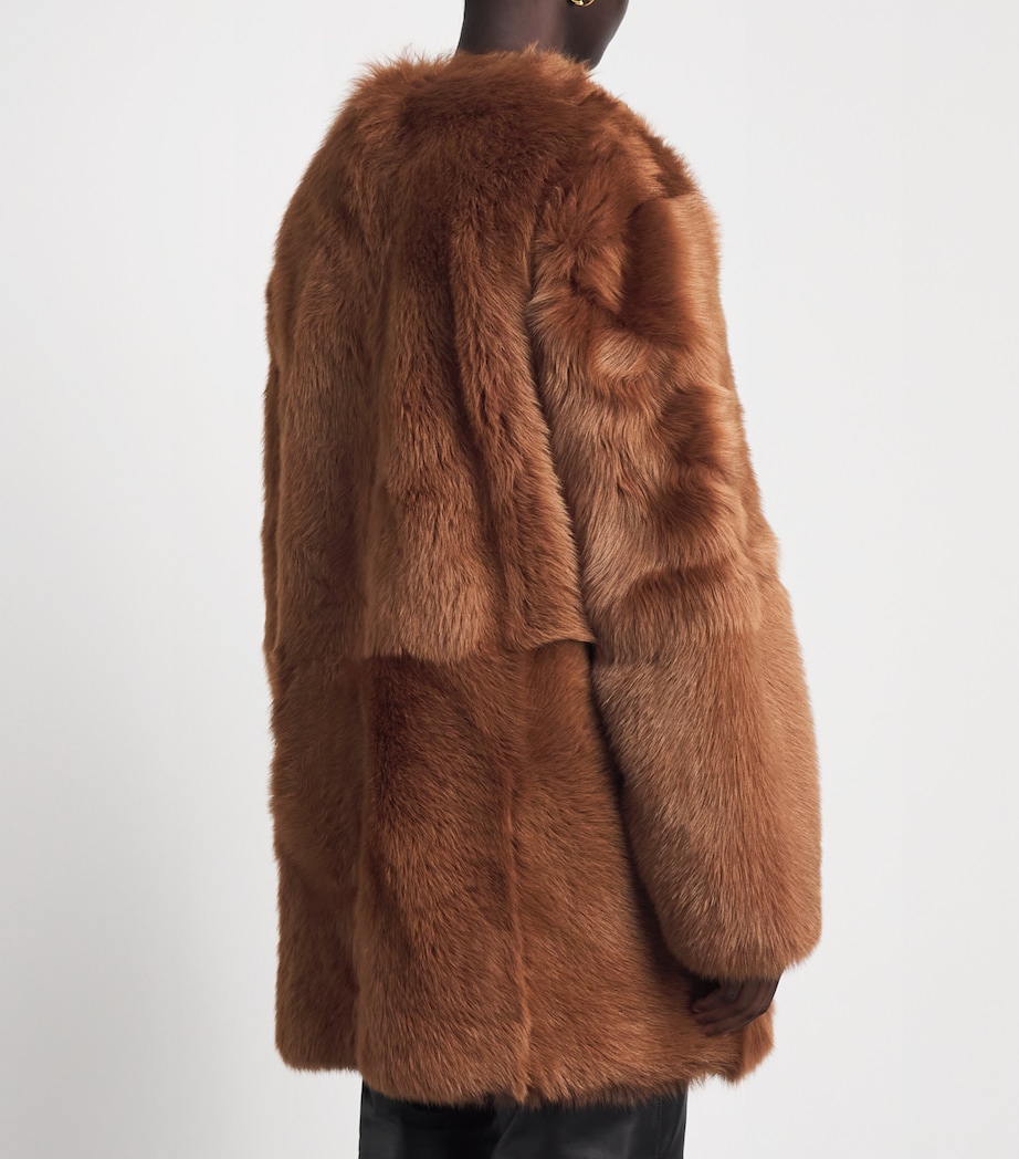 Toteme Womens Shearling Short Coat Ginger Image 5