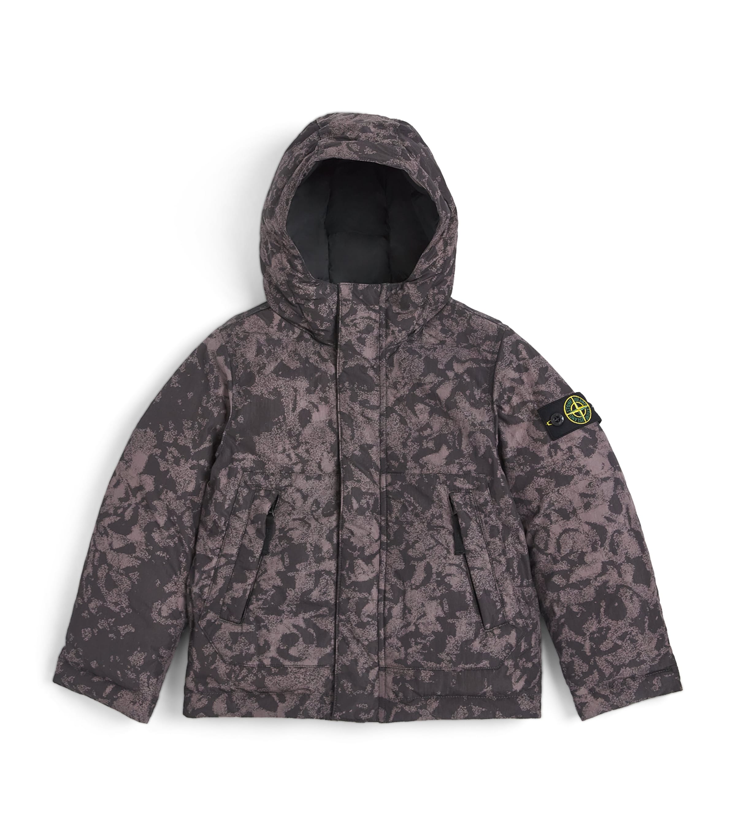 Stone Island Junior Kids' Logo Puffer Jacket In Black