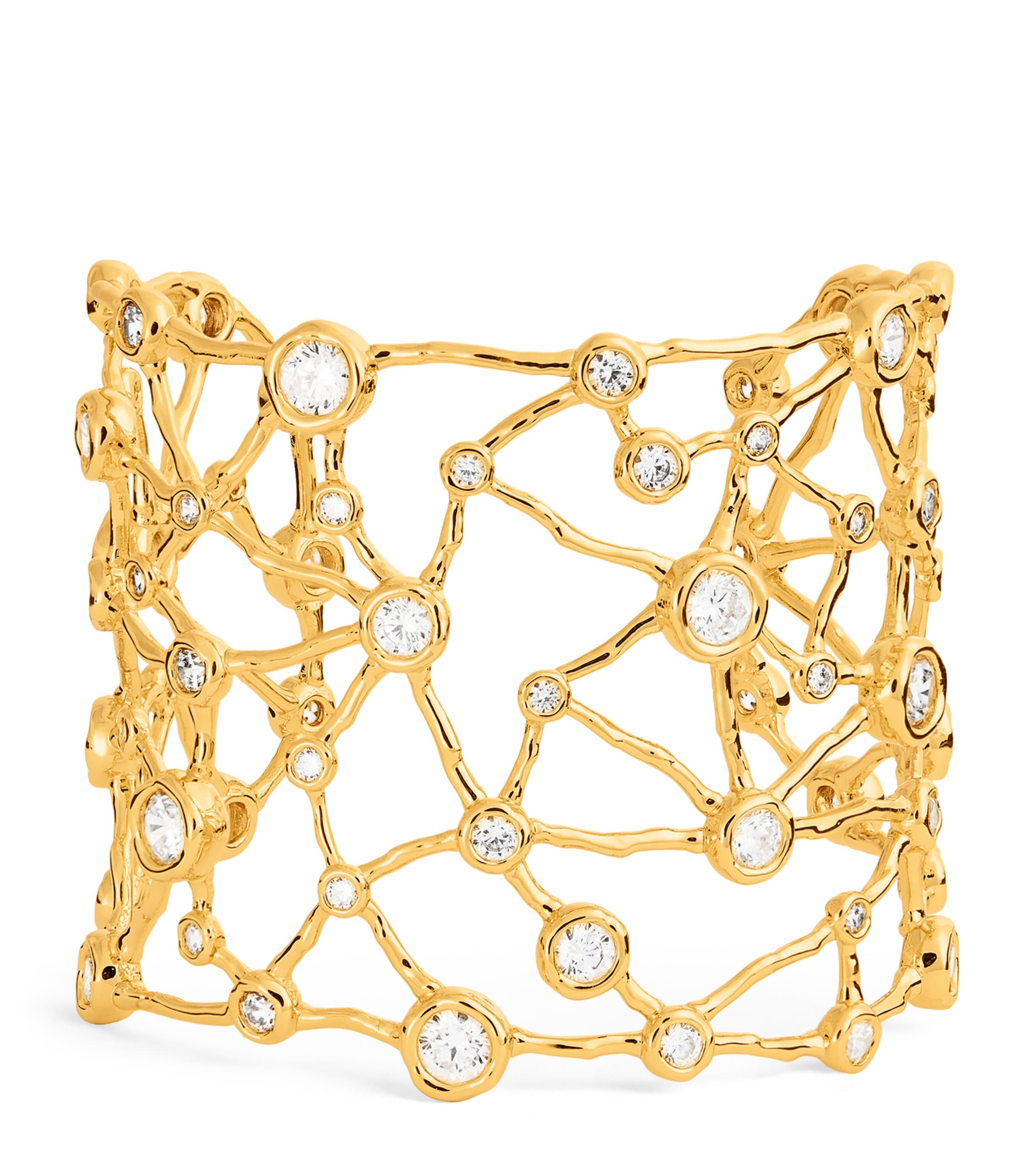 Alexis Bittar Asterales Crystal-embellished 14kt Gold-plated Cuff In Gold