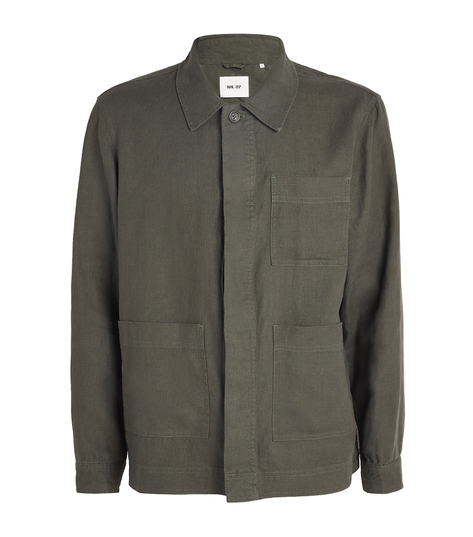 Linen Olav Button-Up Shirt CROC GREEN 374 Image 1
