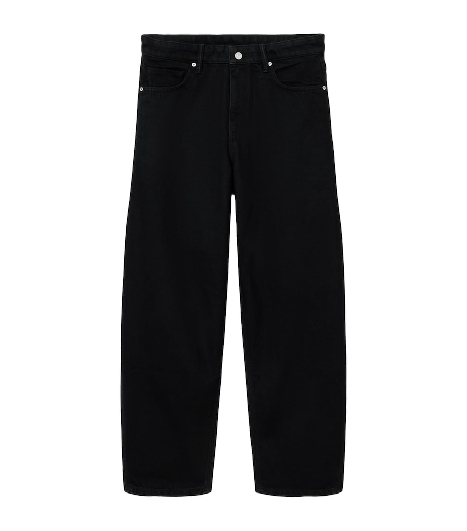 AllSaints Mens Curve Barrel-Leg Jeans Washed Black Image 1