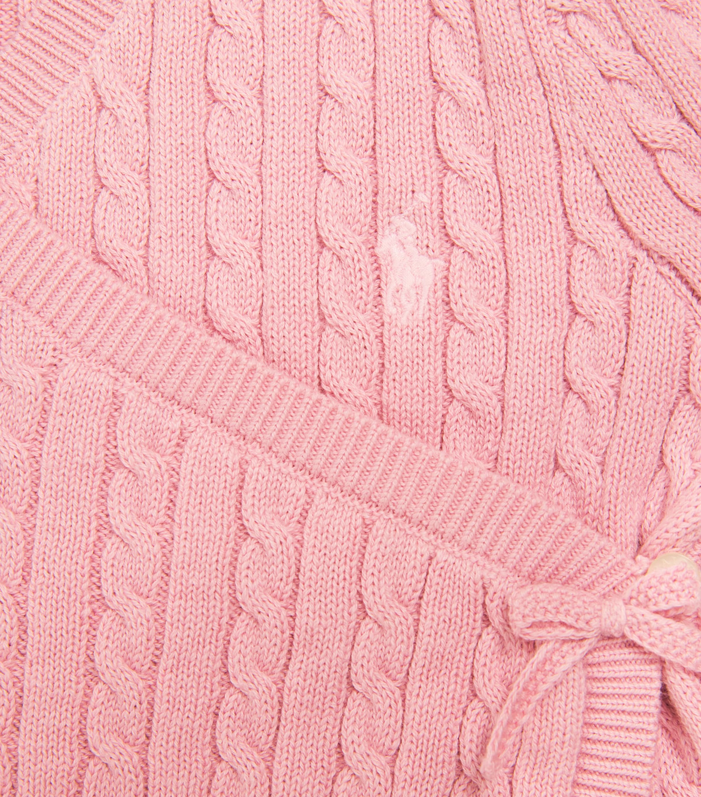 Ralph Lauren Kids Cotton Open-Neck Cardigan (3-24 Months) Lt Pink Image 3