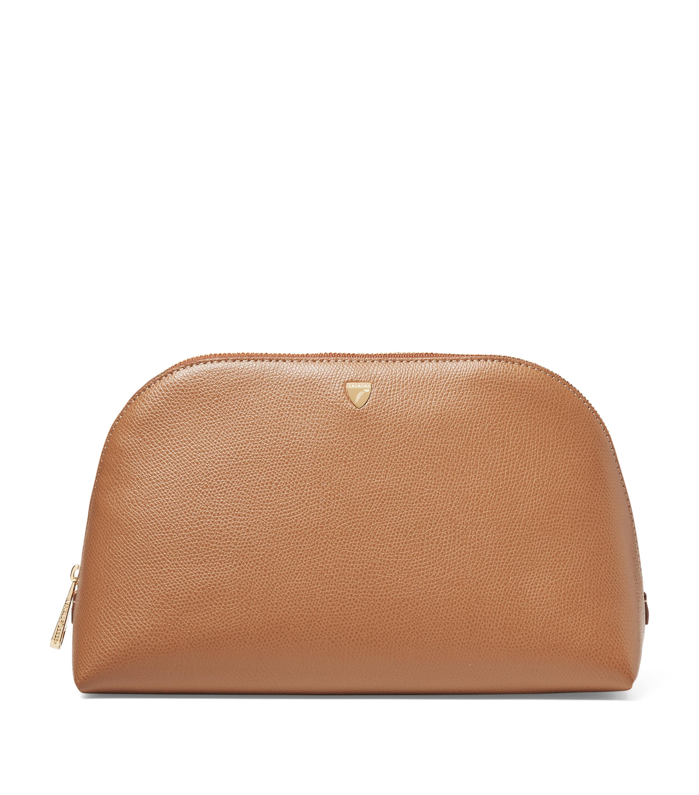Aspinal Of London Large Grained Leather Cosmetics Case Caramel Image 1