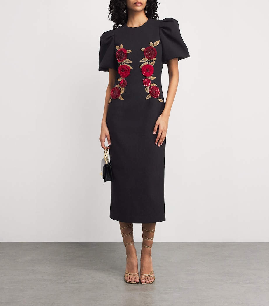 Appliqué Rosetta Midi Dress BLACK Image 2