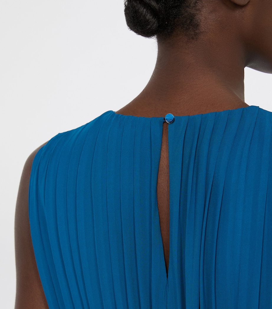 Max Mara Womens Sleeveless Pleated Midi Dress Navy Image 5