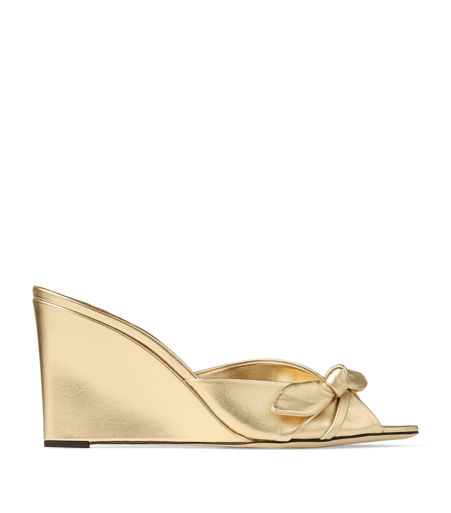 Jimmy Choo Livi 85 Leather Wedge Mules Gold/gold Image 1