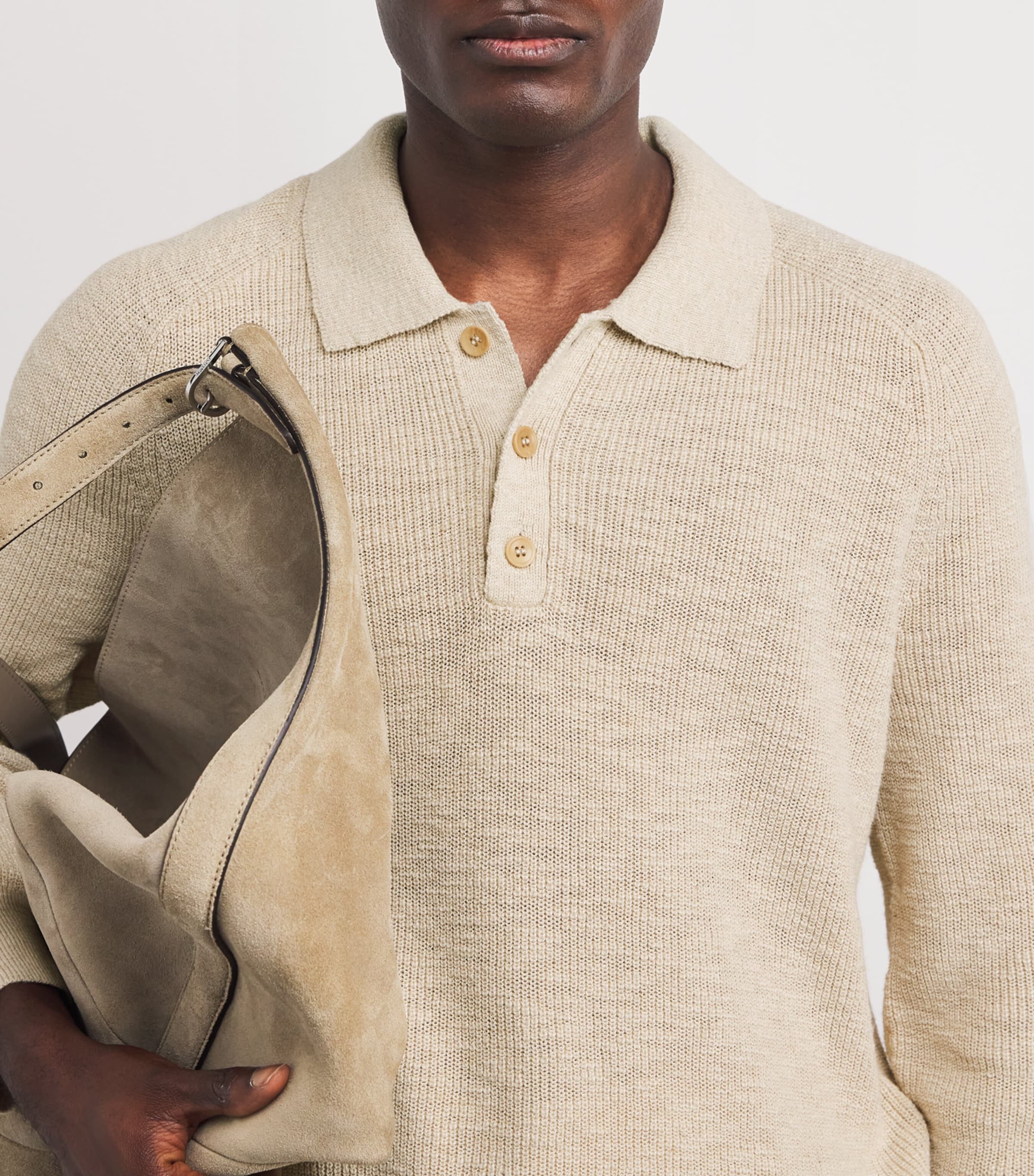 PAIGE Mens Cotton-Linen Polo Sweater Joshua Tree Image 6