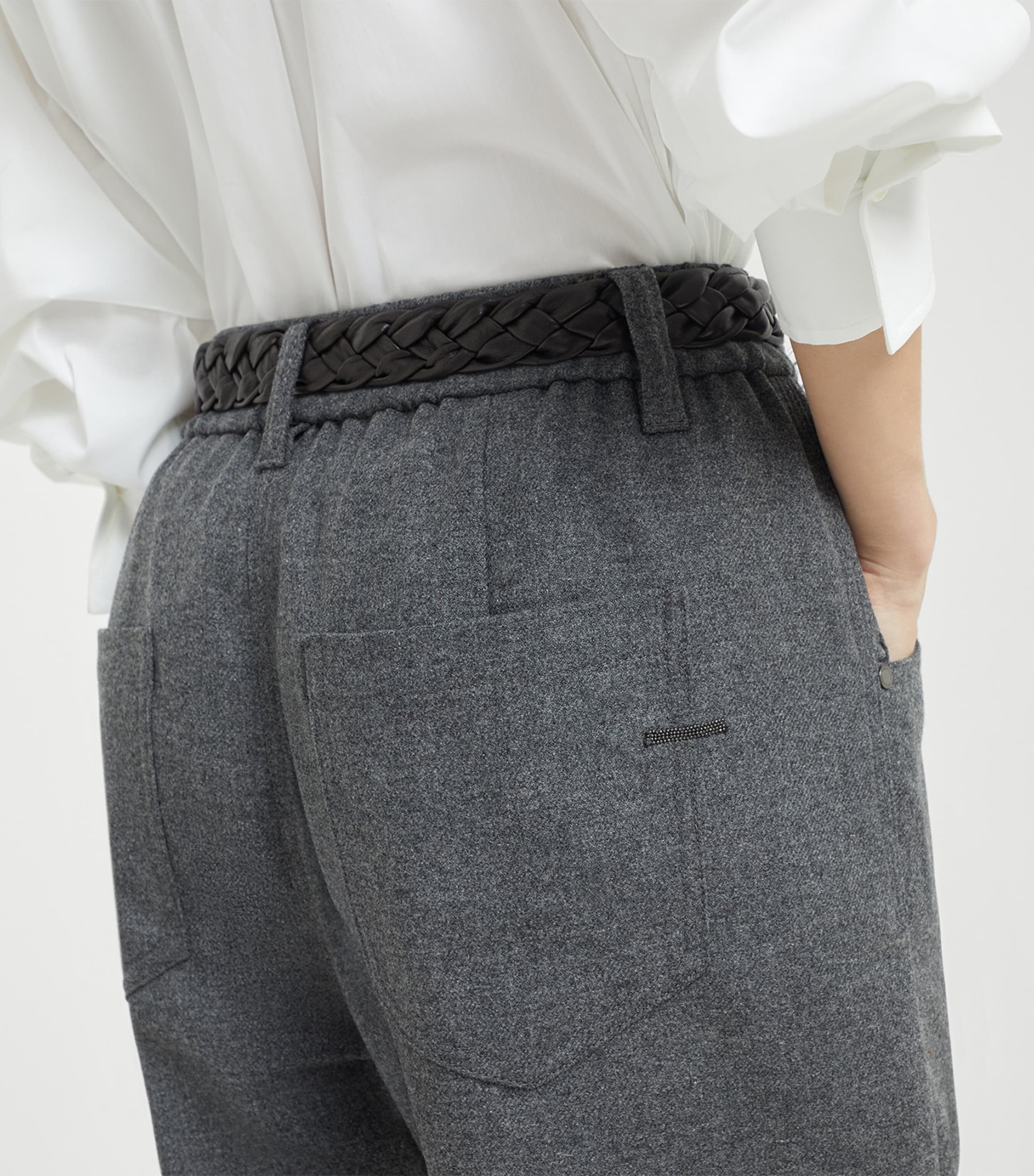 Wool-Cashmere Flannel Relaxed Trousers C032 Image 2