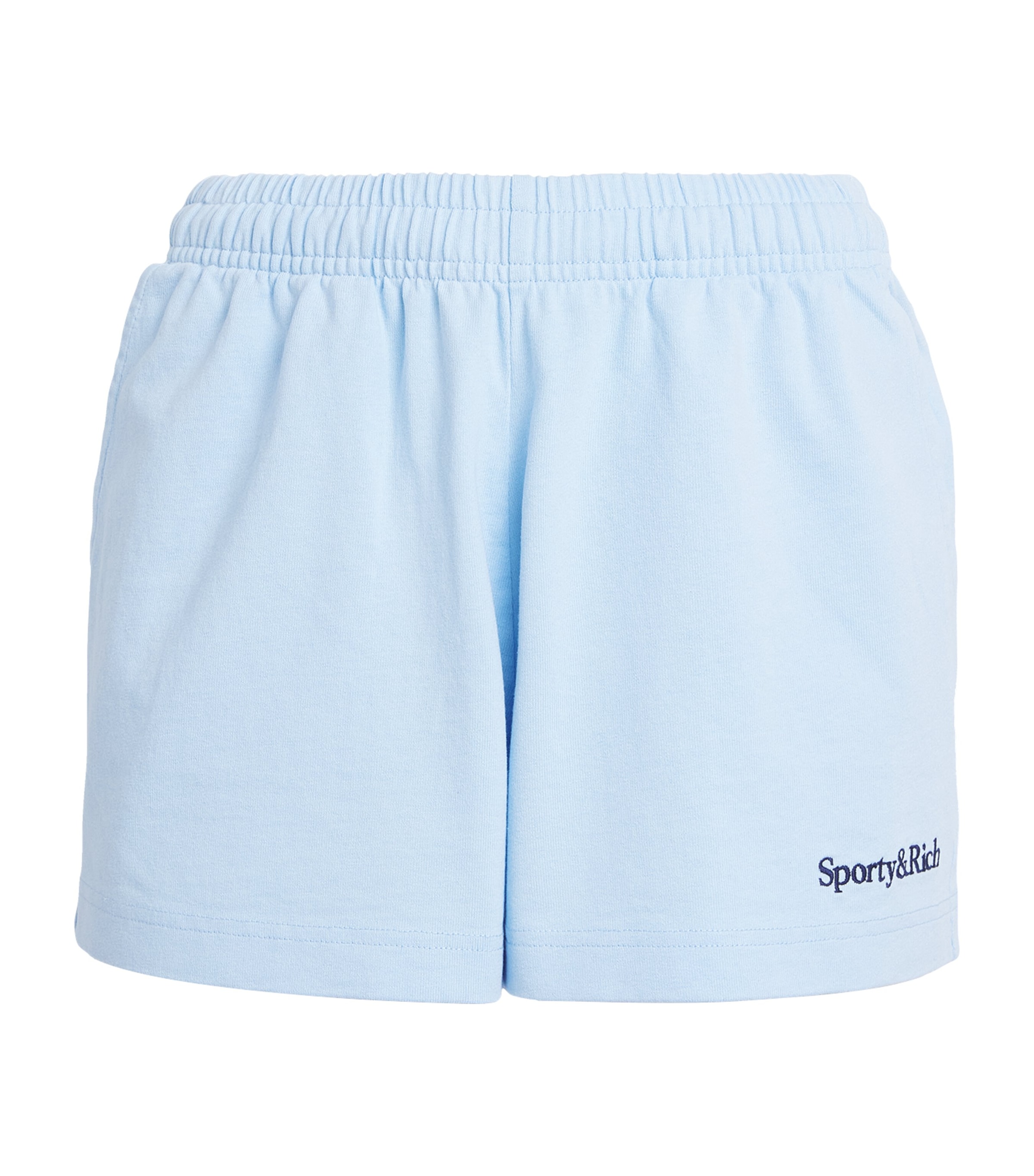 Sporty & Rich Womens Cotton Serif Sweat Shorts Ciel Image 1