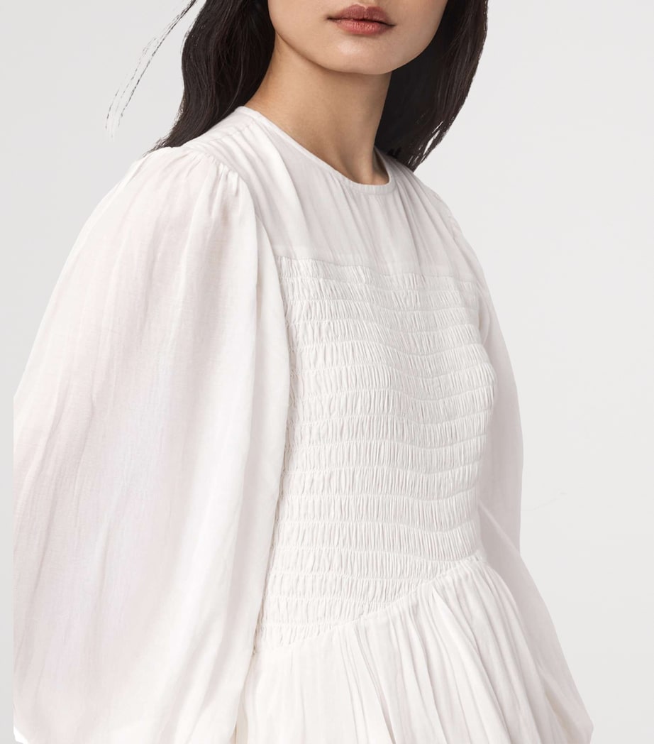 AllSaints Womens Smocked Chia Mini Dress White Image 5
