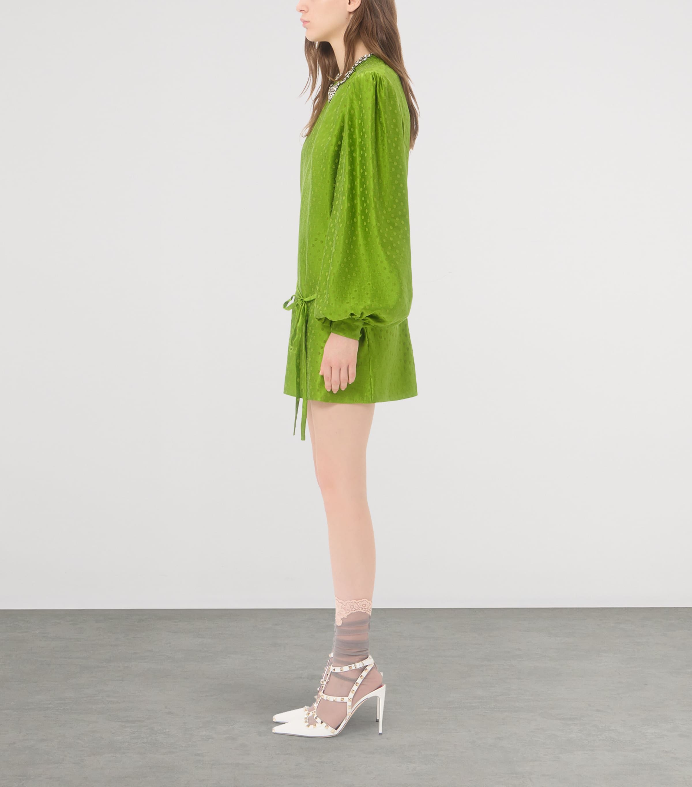 Valentino Womens Silk-Linen Plus De Pois Jacquard Top Image 4