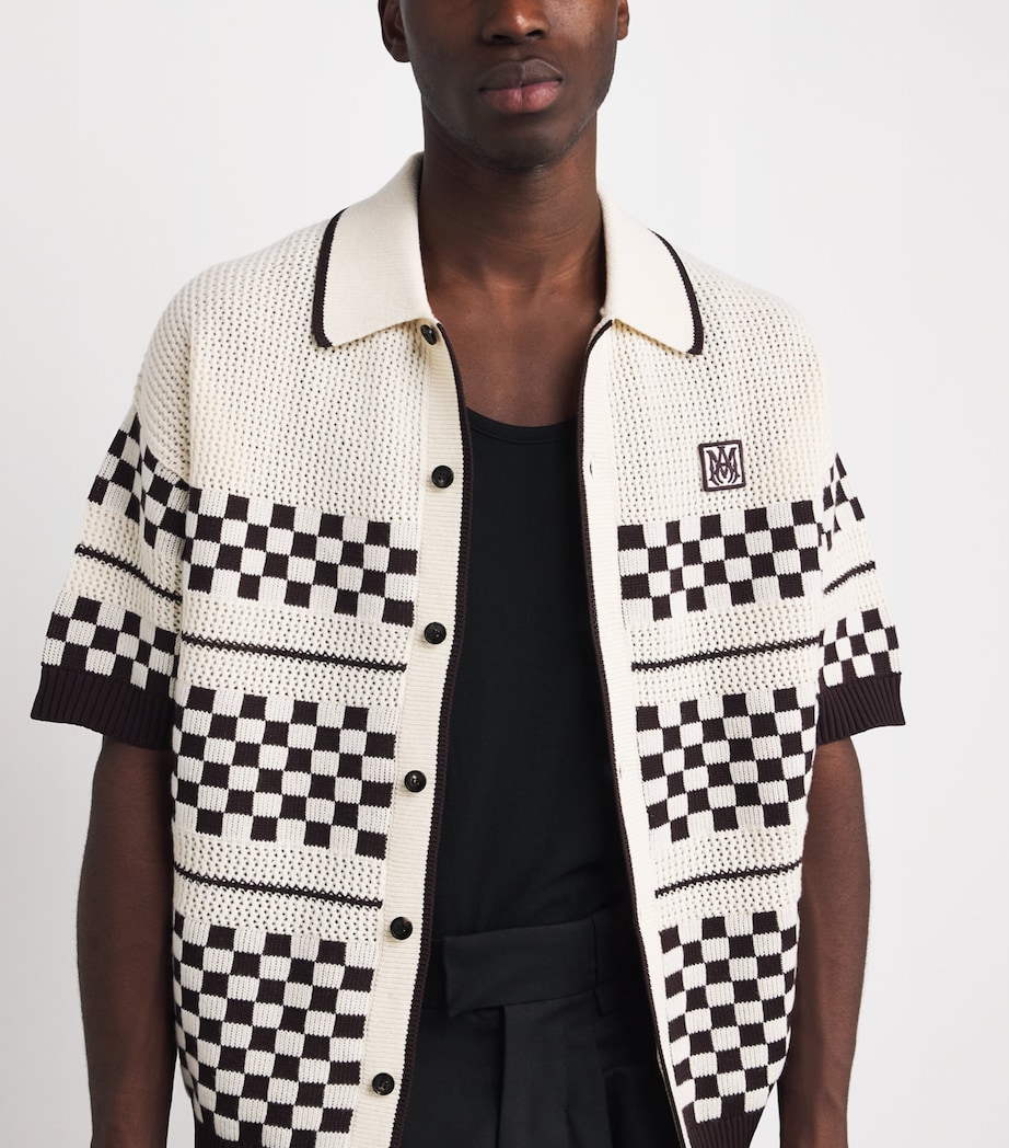Wool-Blend Mesh Check Shirt ALABASTER Image 6