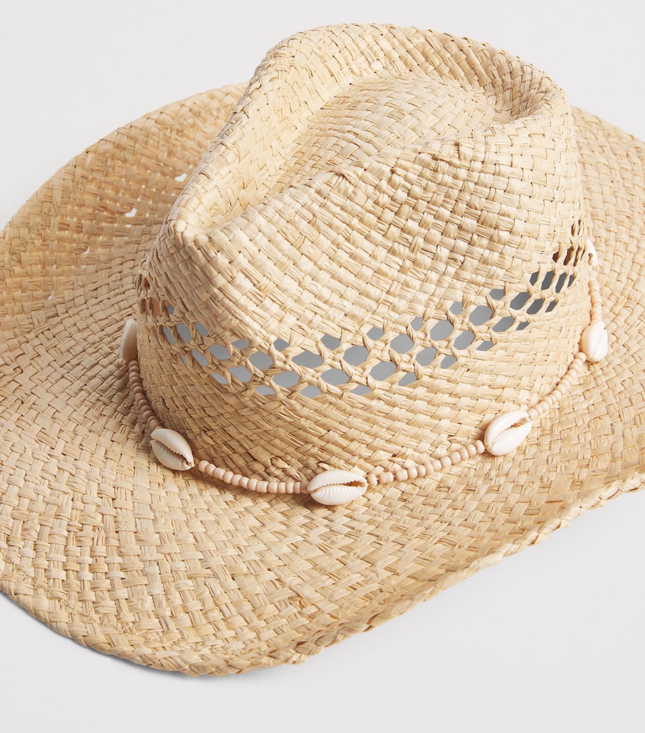 Raffia Seashell-Embellished Cowboy Hat NATURAL Image 4