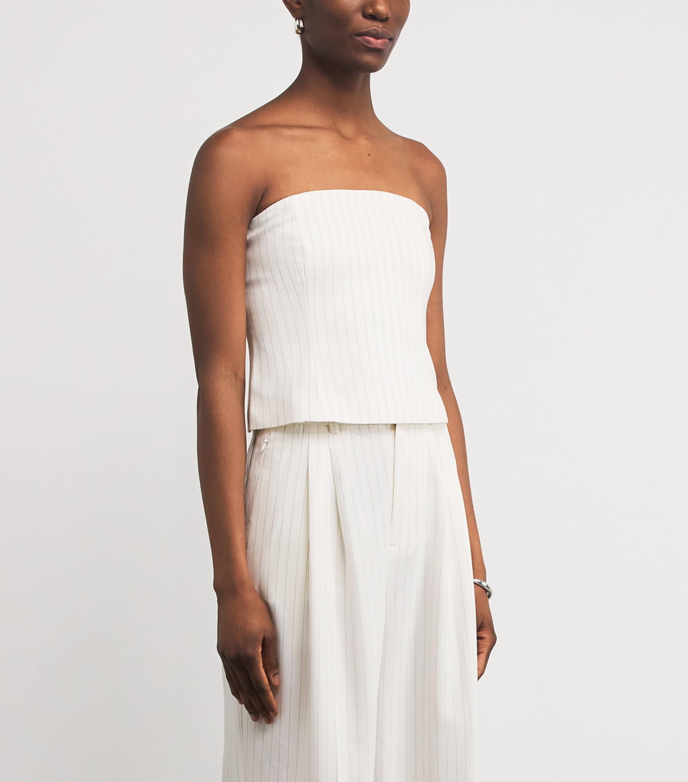 Stripe Essential Suiting Crop Top CHESTNUT PIN STRIPE Image 3