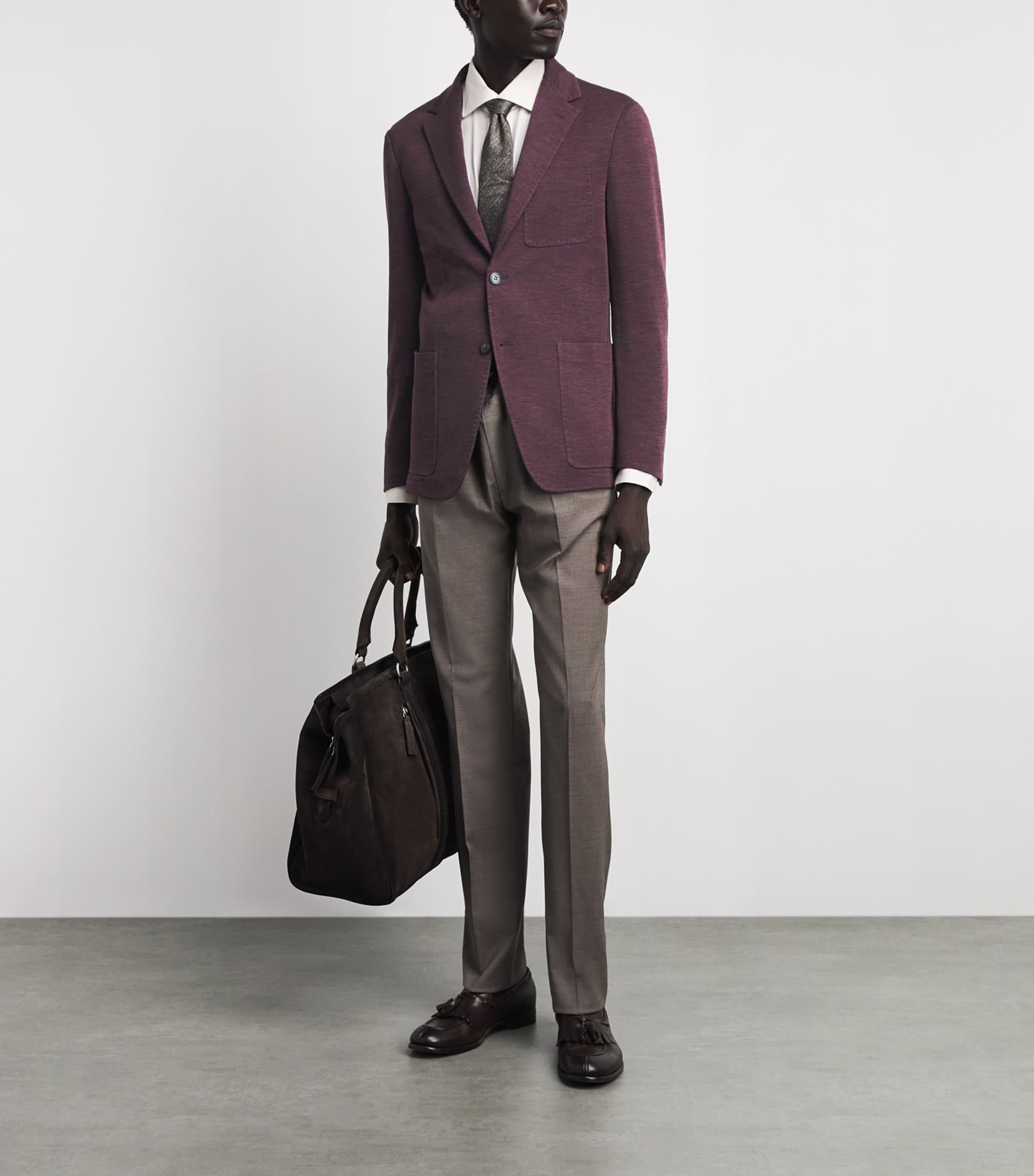 Canali Mens Wool Blazer Burgundy Image 2
