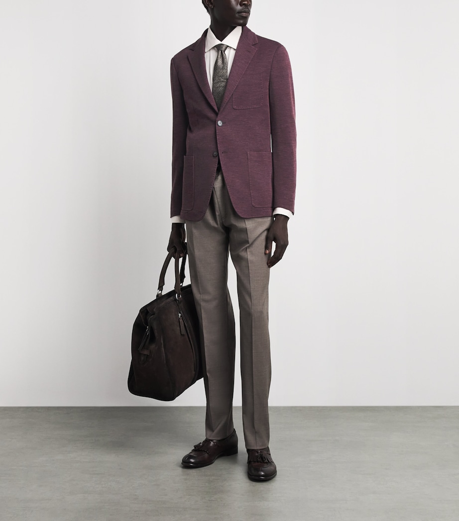 Canali Mens Wool Blazer Burgundy Image 2