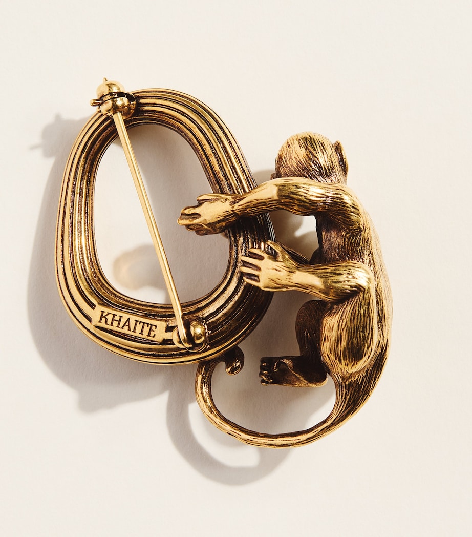 Khaite Antique-Effect Monkey Brooch Antique Gold Image 3