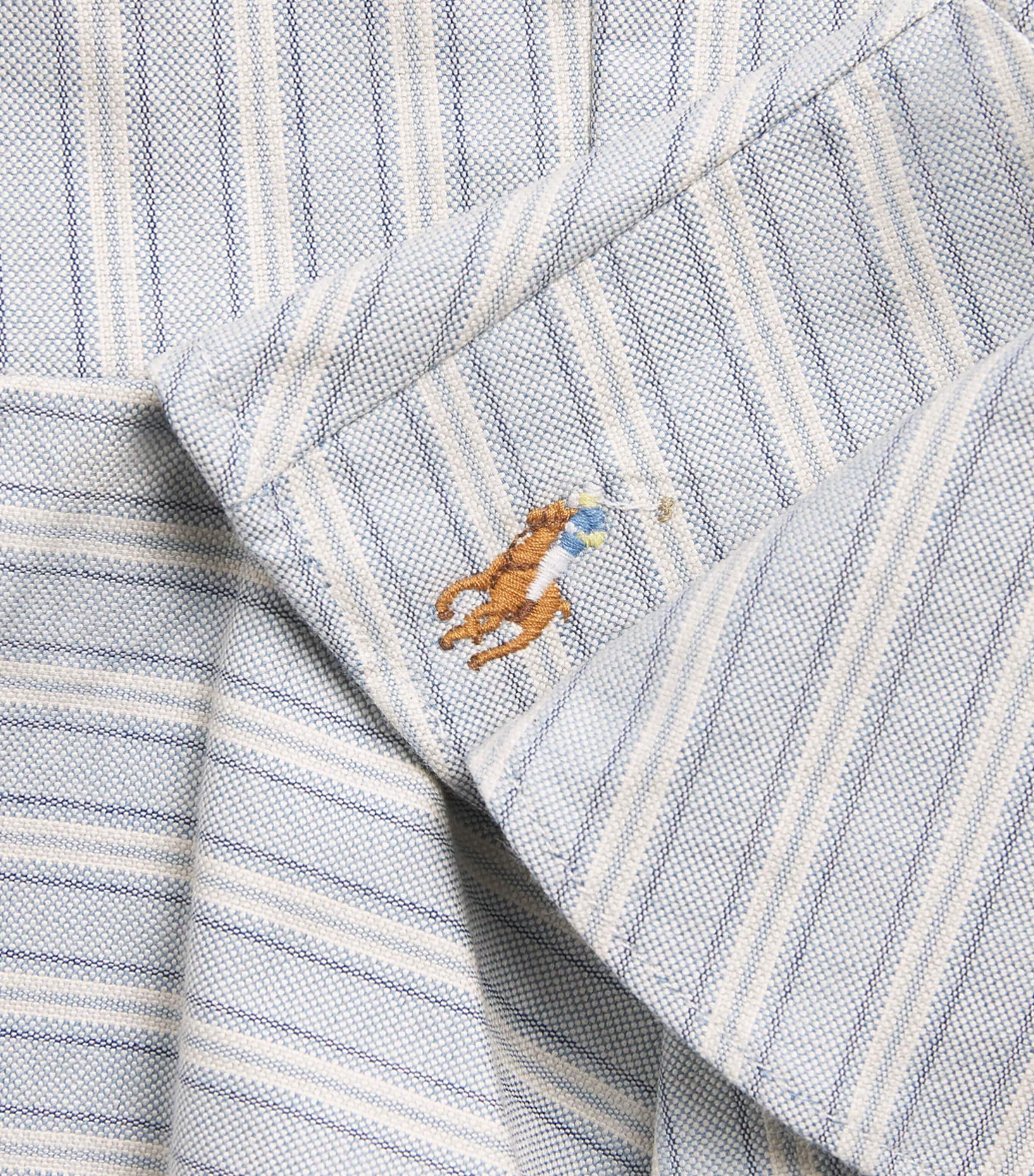 Ralph Lauren Kids Stripe Ruffled Top (7-16 Years) Lt Blu Crm Mlti Image 3