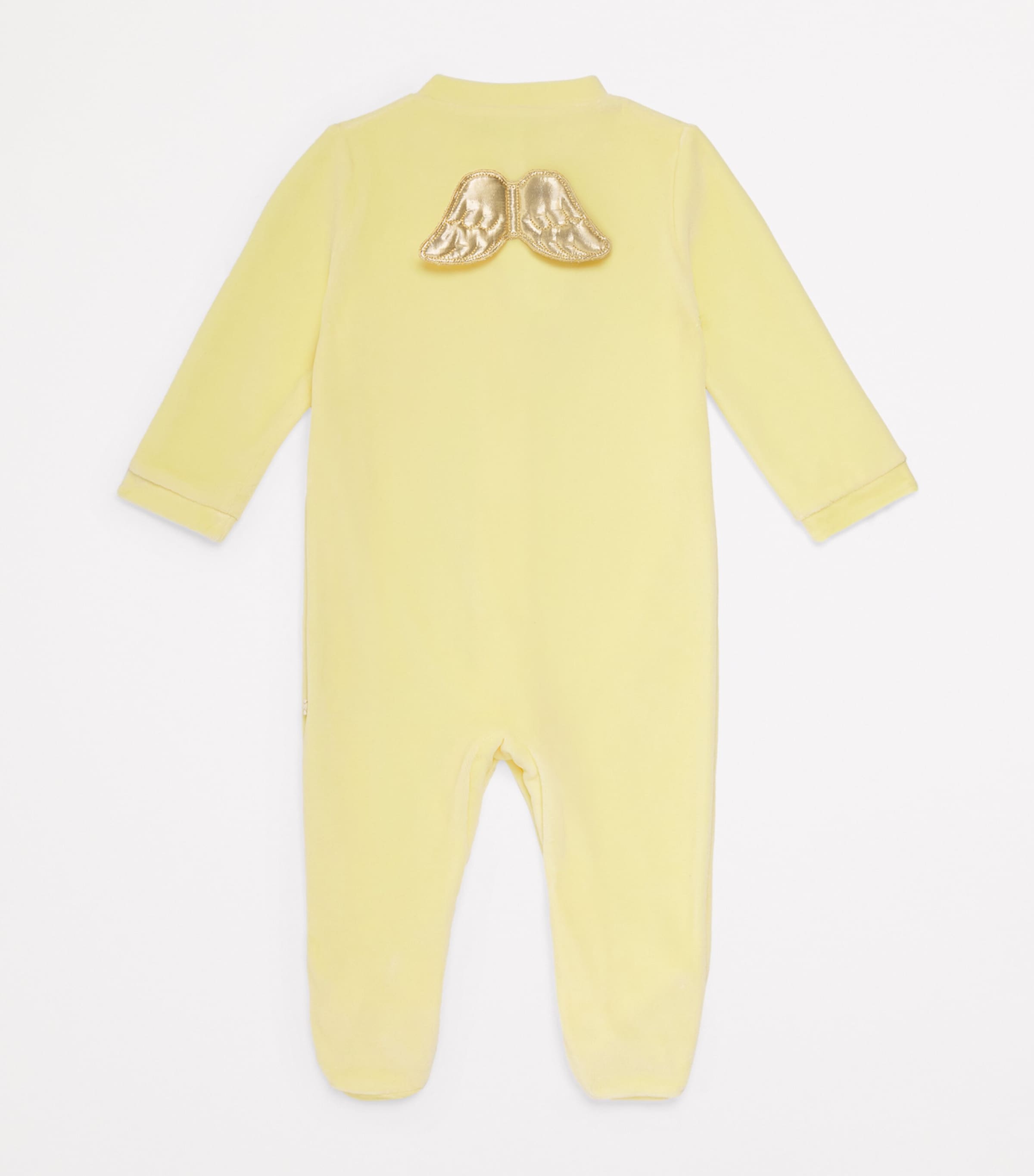 Marie-Chantal Velour Angel Wing All-In-One (0-18 Months) Lemon Image 2