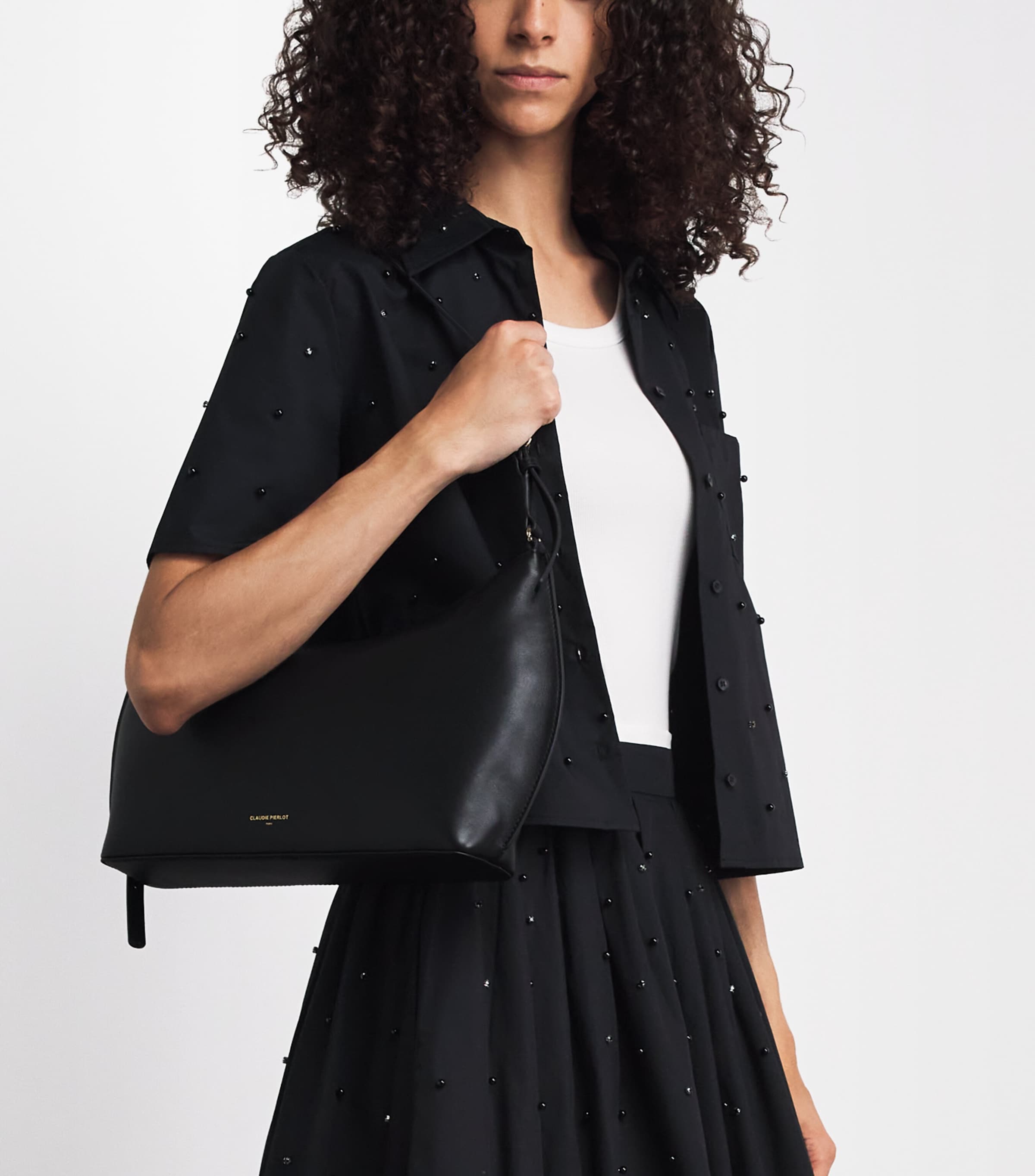 Claudie Pierlot Leather Shoulder Bag Black Image 2
