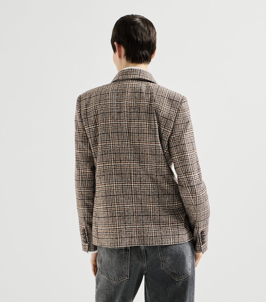 Brunello Cucinelli Womens Alpaca-Blend Check Blazer Image 5