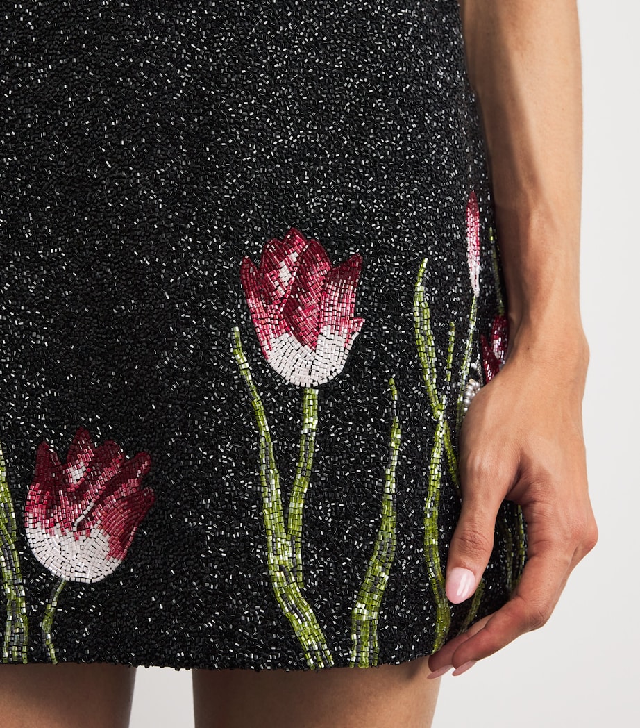 Embellished Tulip Mini Dress BLACK Image 6
