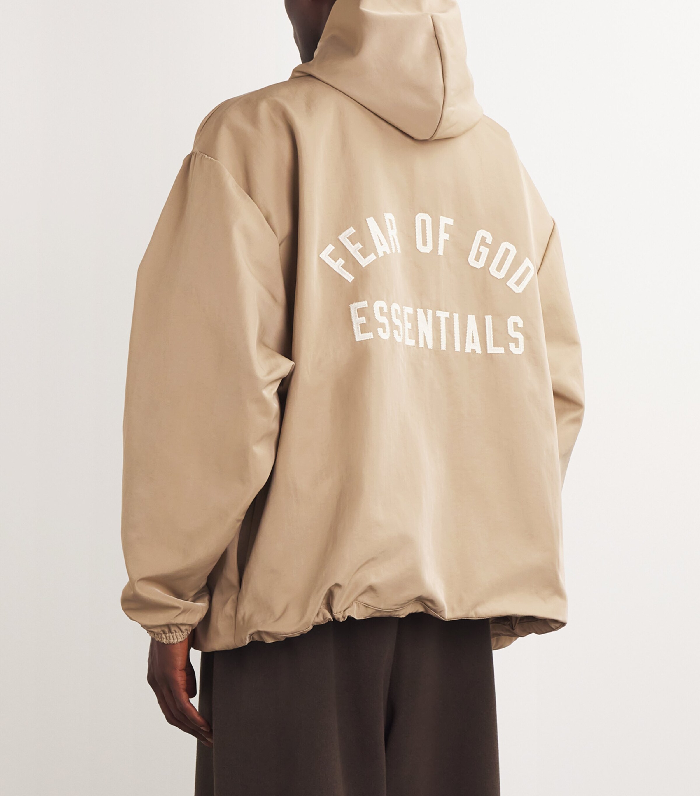 FEAR OF GOD ESSENTIALS Mens Recycled Nylon Bomber Jacket Desert Sand Image 4
