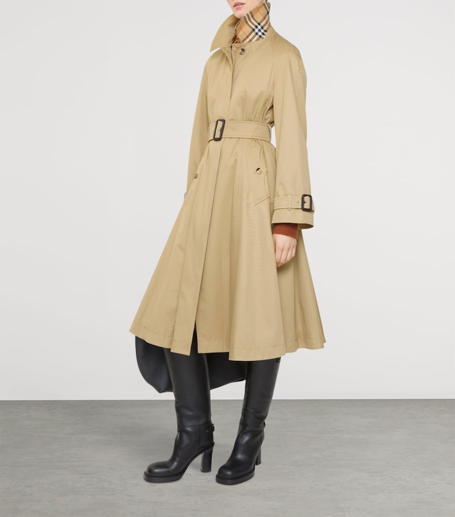 Burberry Womens Gabardine Ellingham Long Car Coat Beige Image 4
