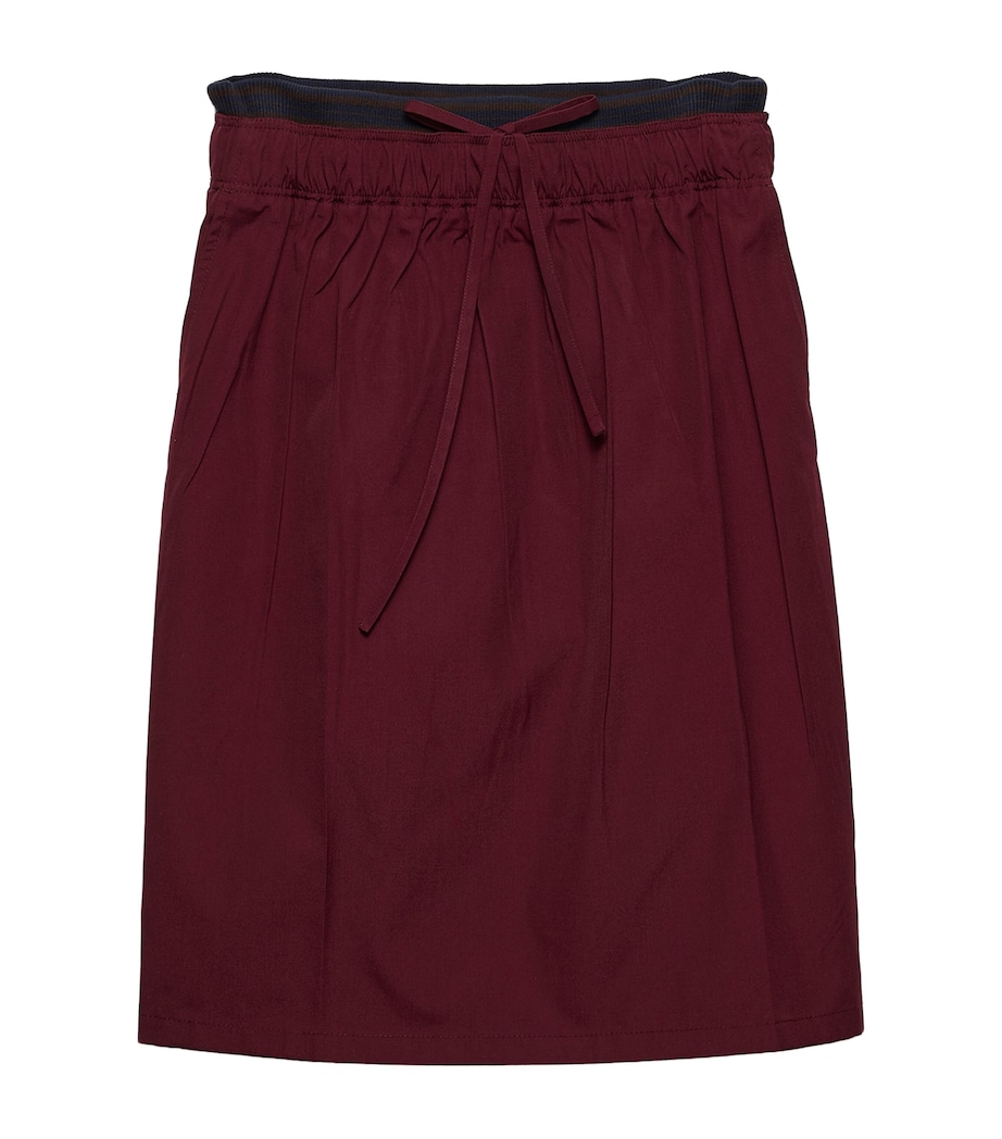 Prada Womens Drawstring Midi Skirt Burgundy Image 1