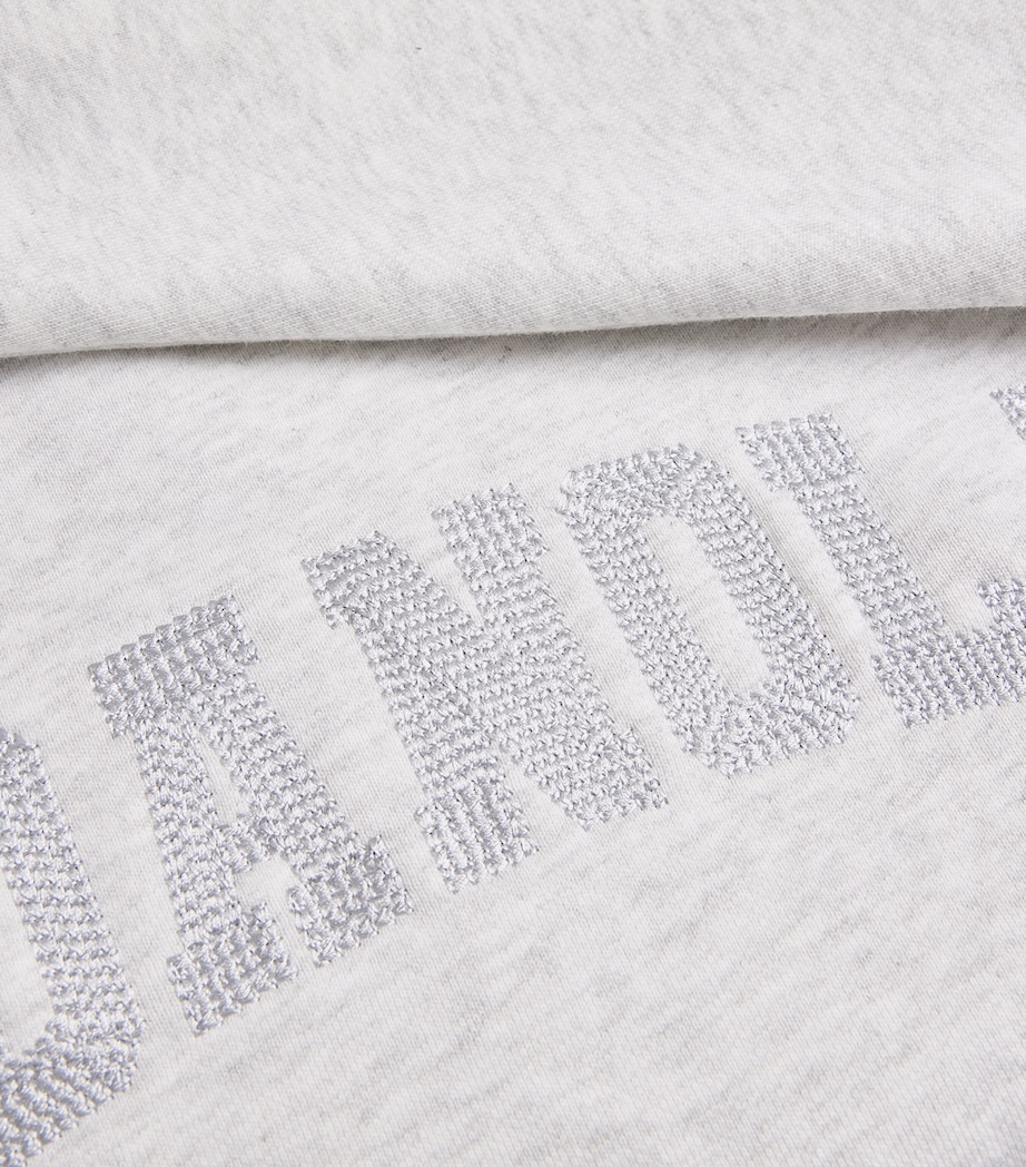 Organic Cotton Varsity Chainstitch Sweatshirt LGHT GRY MLNGE/GREEN Image 5