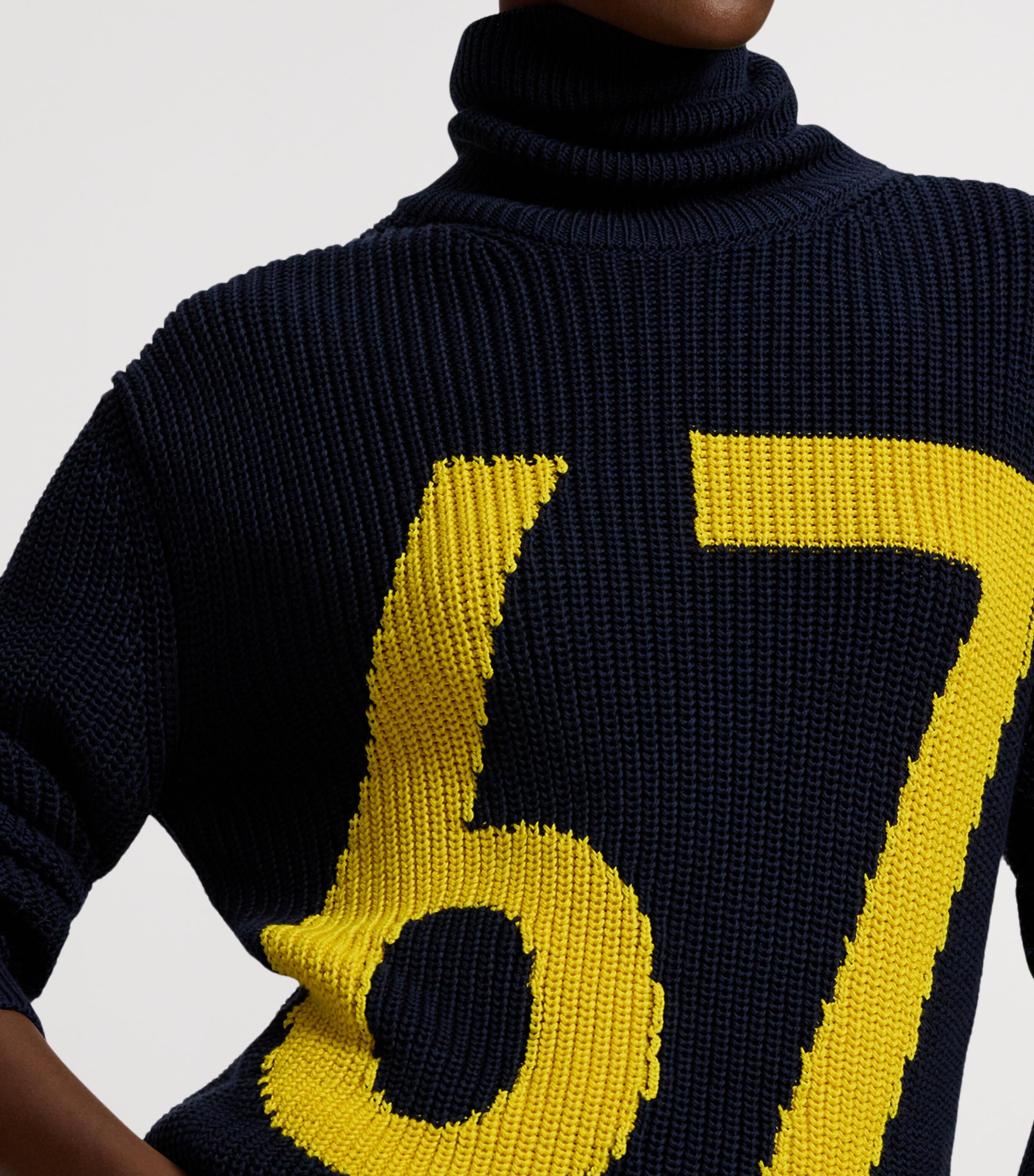 Cotton-Silk Intarsia-Knit Rollneck Sweater NAVY-410 Image 10