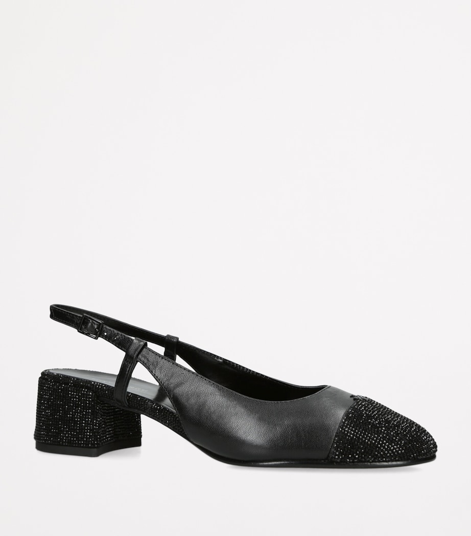 Tory Burch Leather Embellished Slingback Pumps 45 Black Image 3