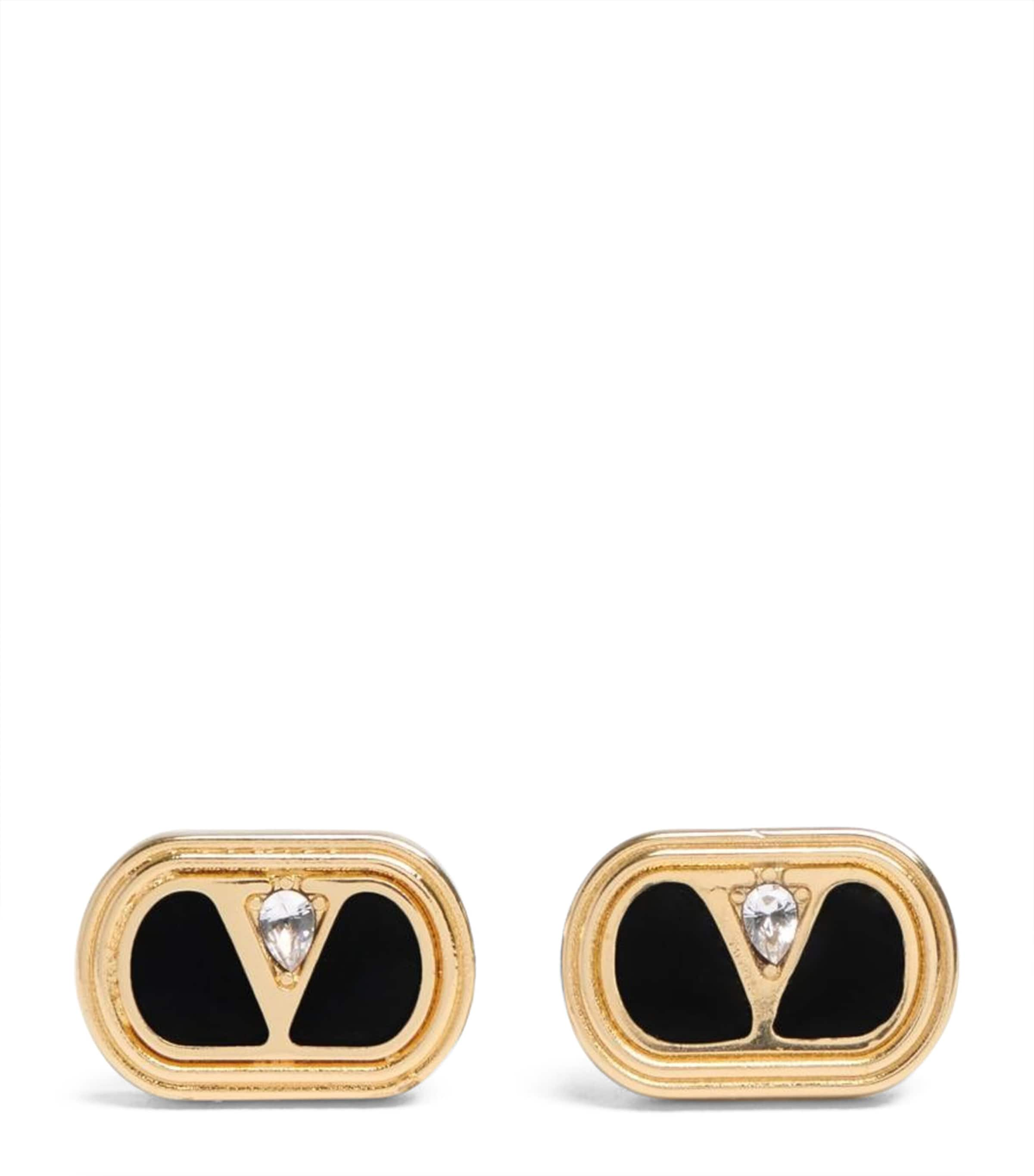 Valentino Garavani Ovalette Vlogo Stud Earrings In Gold