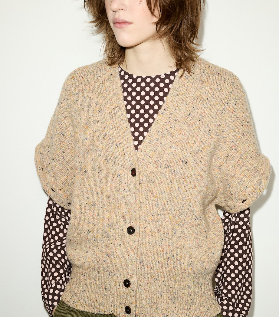 MAX&Co. Womens Wool Button-Detail Cardigan Beige Image 6